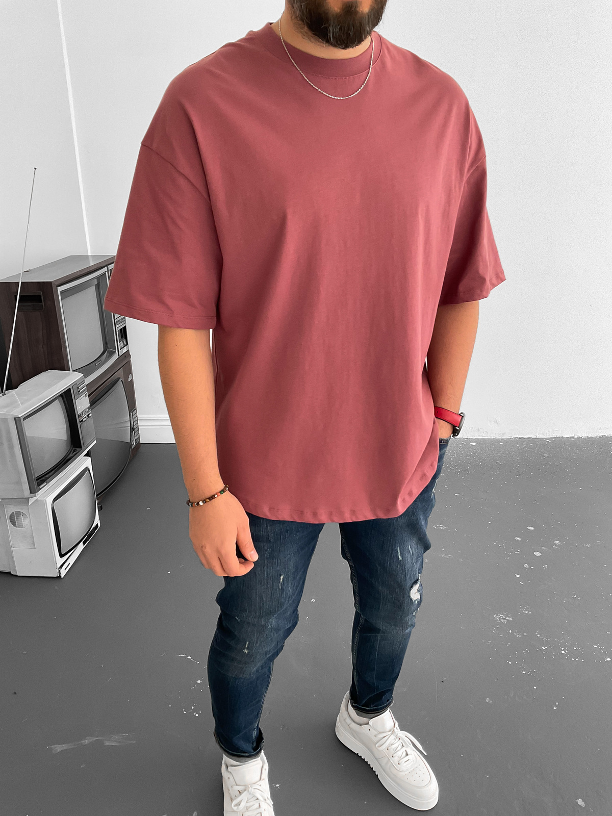 Gül Kurusu Oval Kesim Basic T-Shirt BY-1202