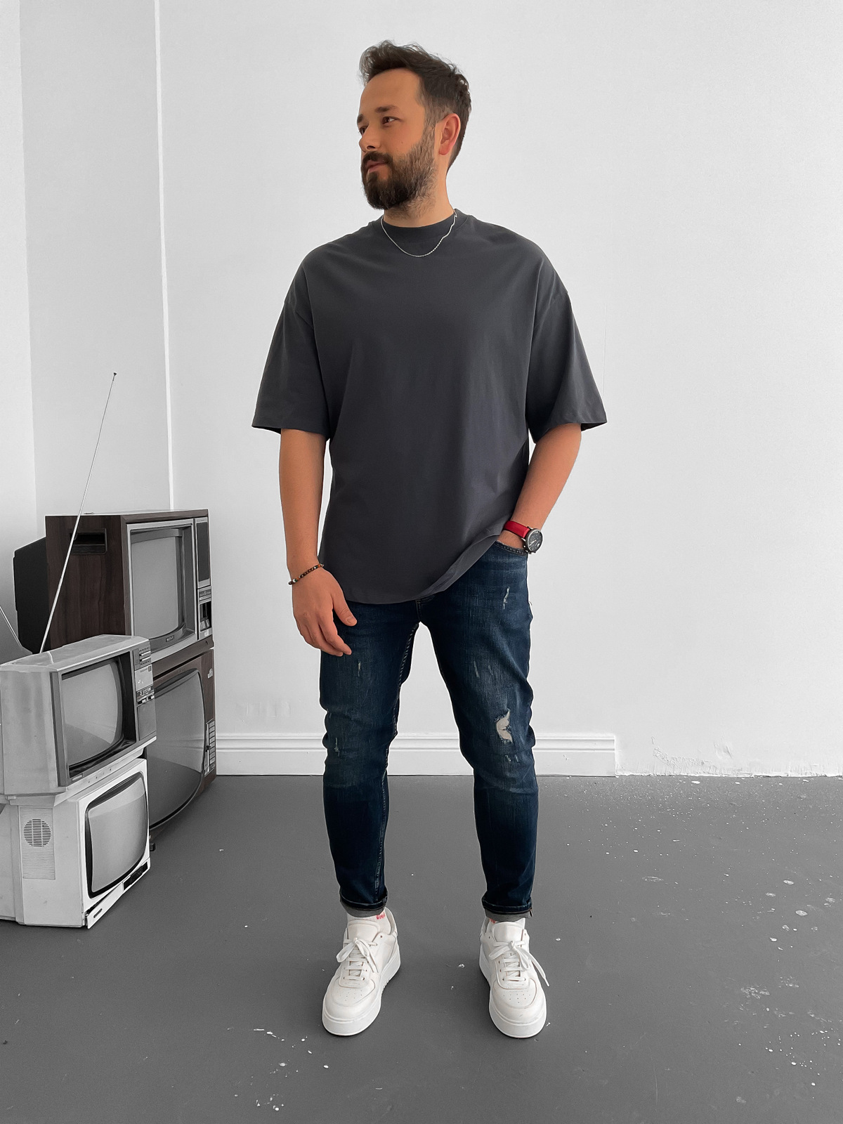 Füme Oval Kesim Basic T-Shirt BY-1202