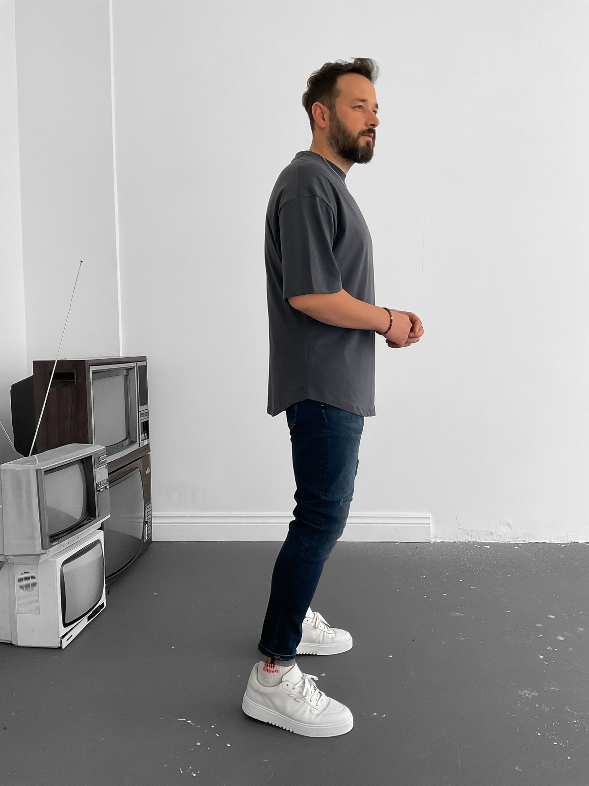 Füme Oval Kesim Basic T-Shirt BY-1202