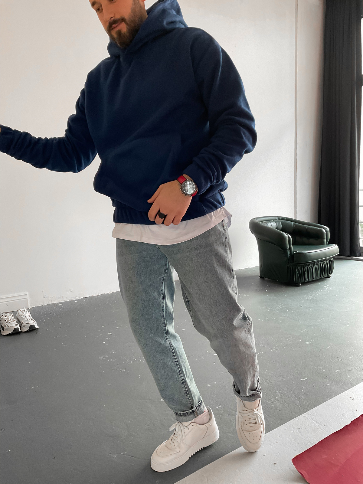 Lacivert Striker Kapüşonlu Polar Sweat C-1982
