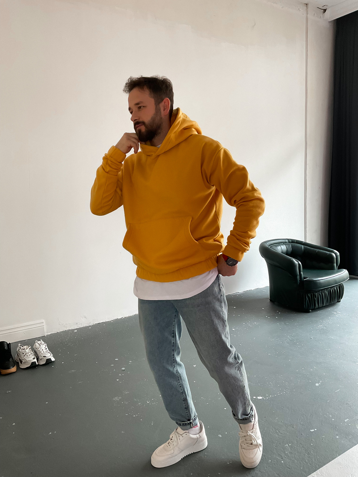 Sarı Striker Kapüşonlu Polar Sweat C-1982