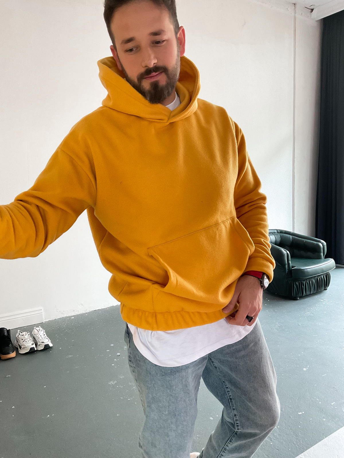 Sarı Striker Kapüşonlu Polar Sweat C-1982