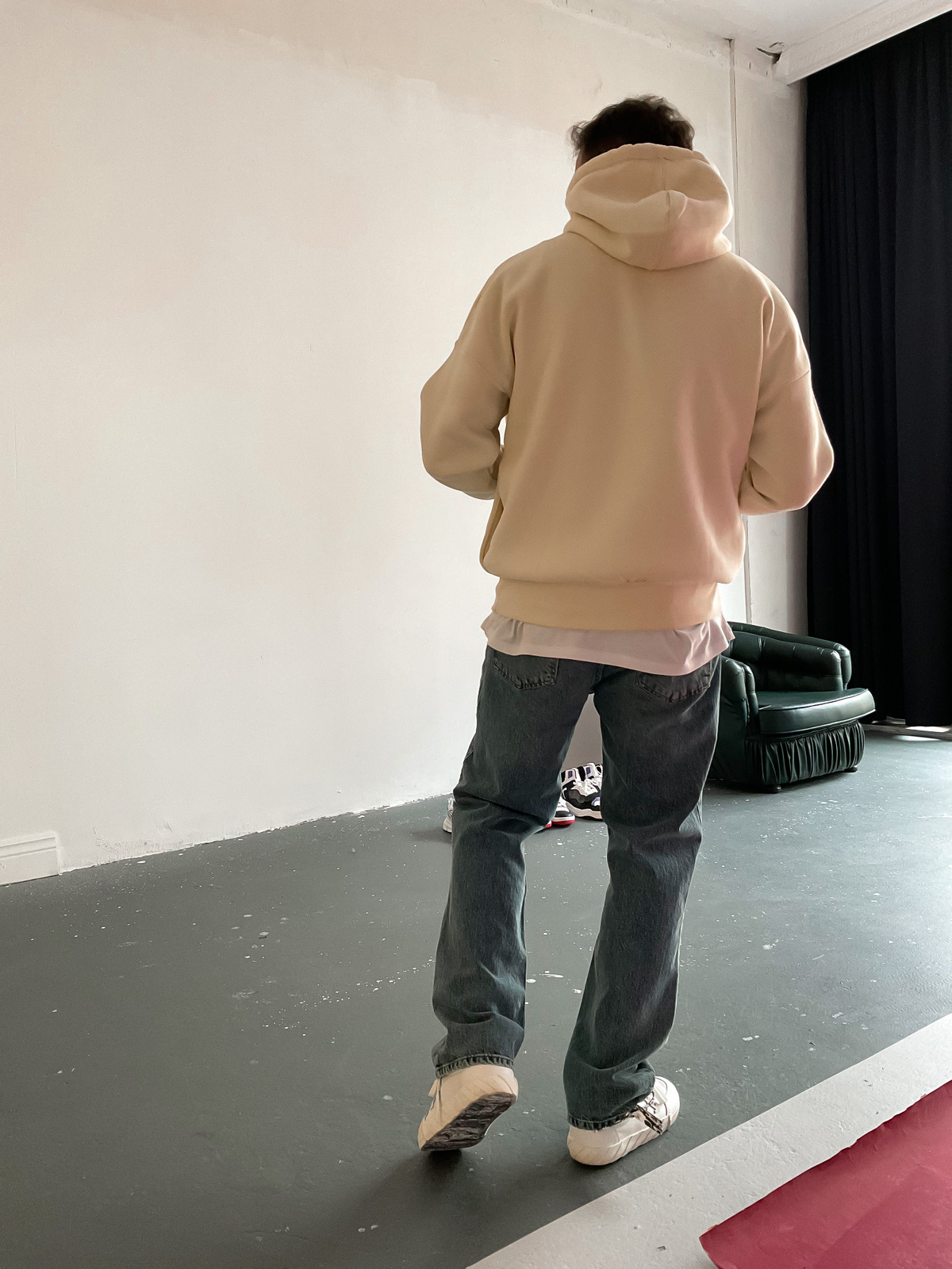 Bej Şerit Cepli Kapüşonlu Sweat C-329
