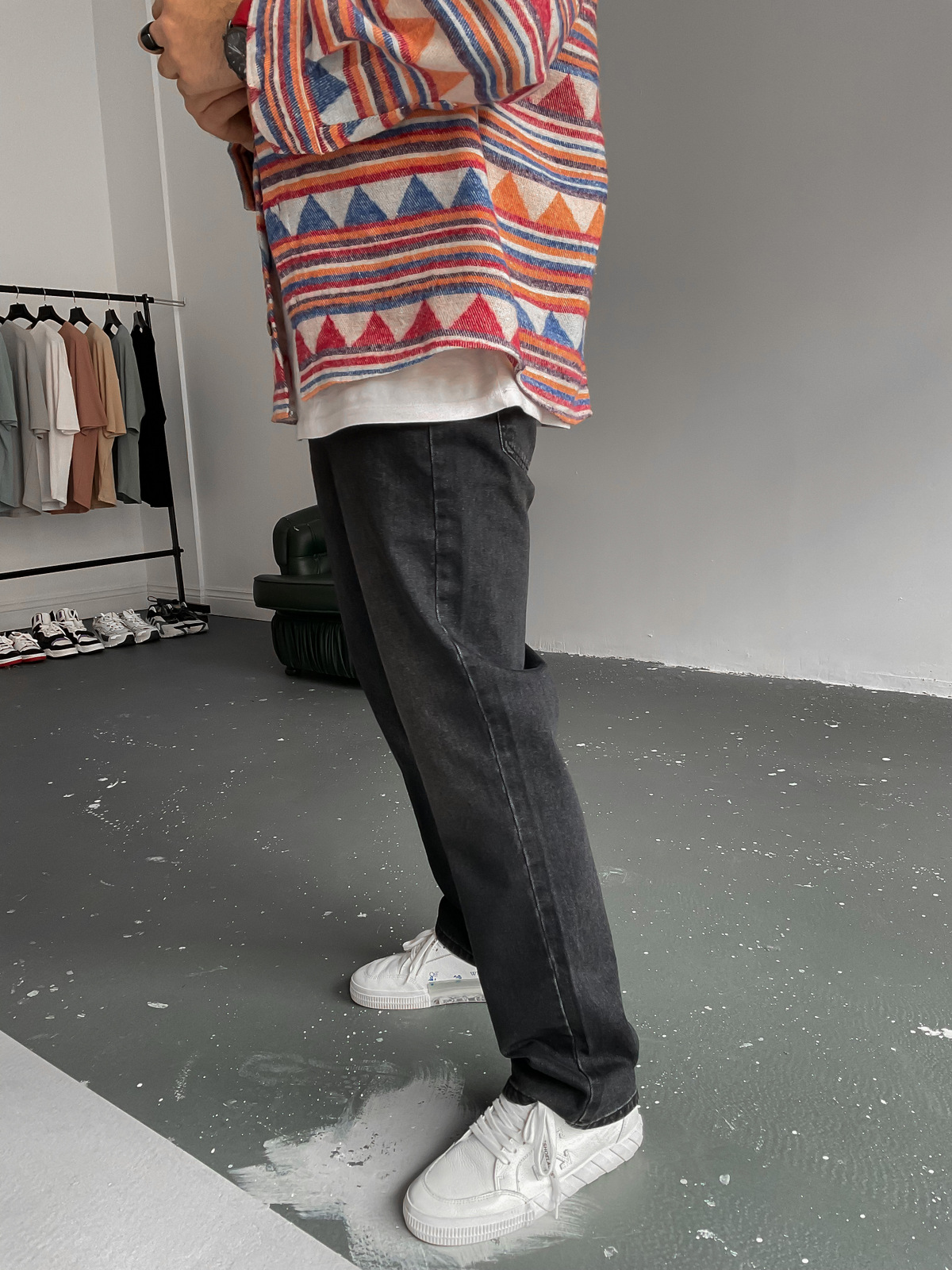 Siyah Uzun Paça Eskitme Pantolon D-6510