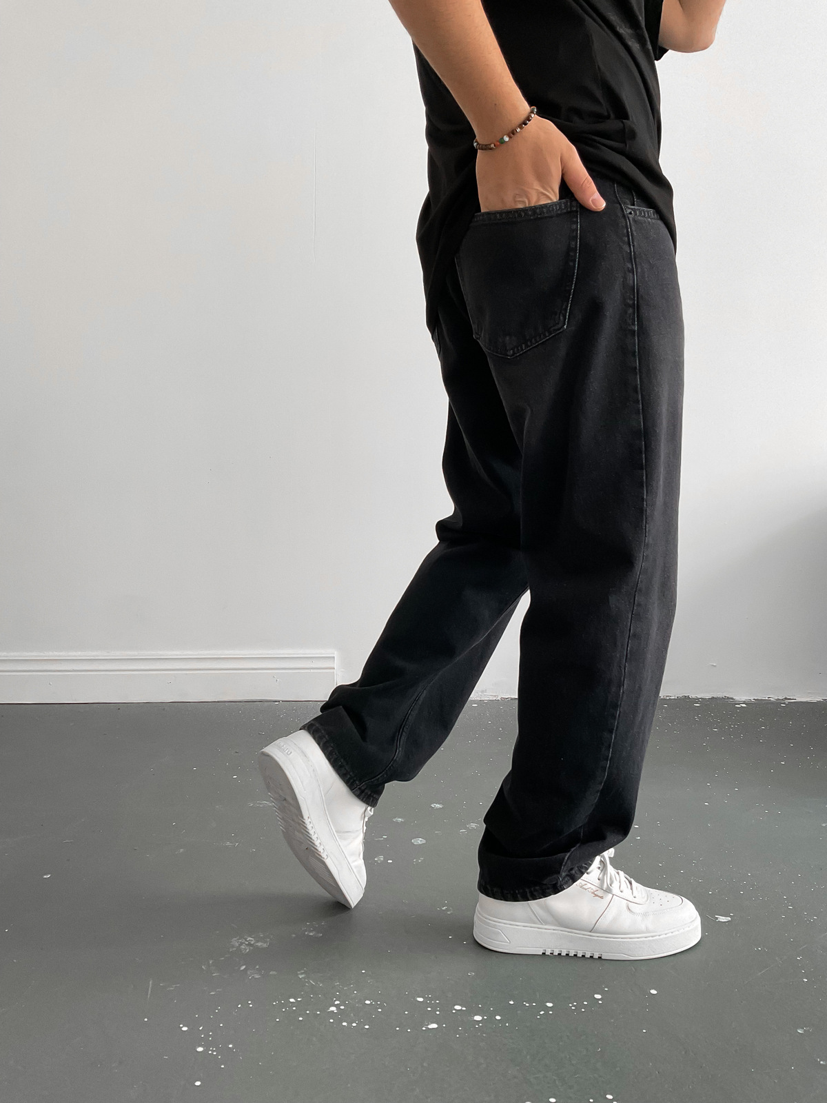 Siyah Baggy Boru Paça Jean M-15883