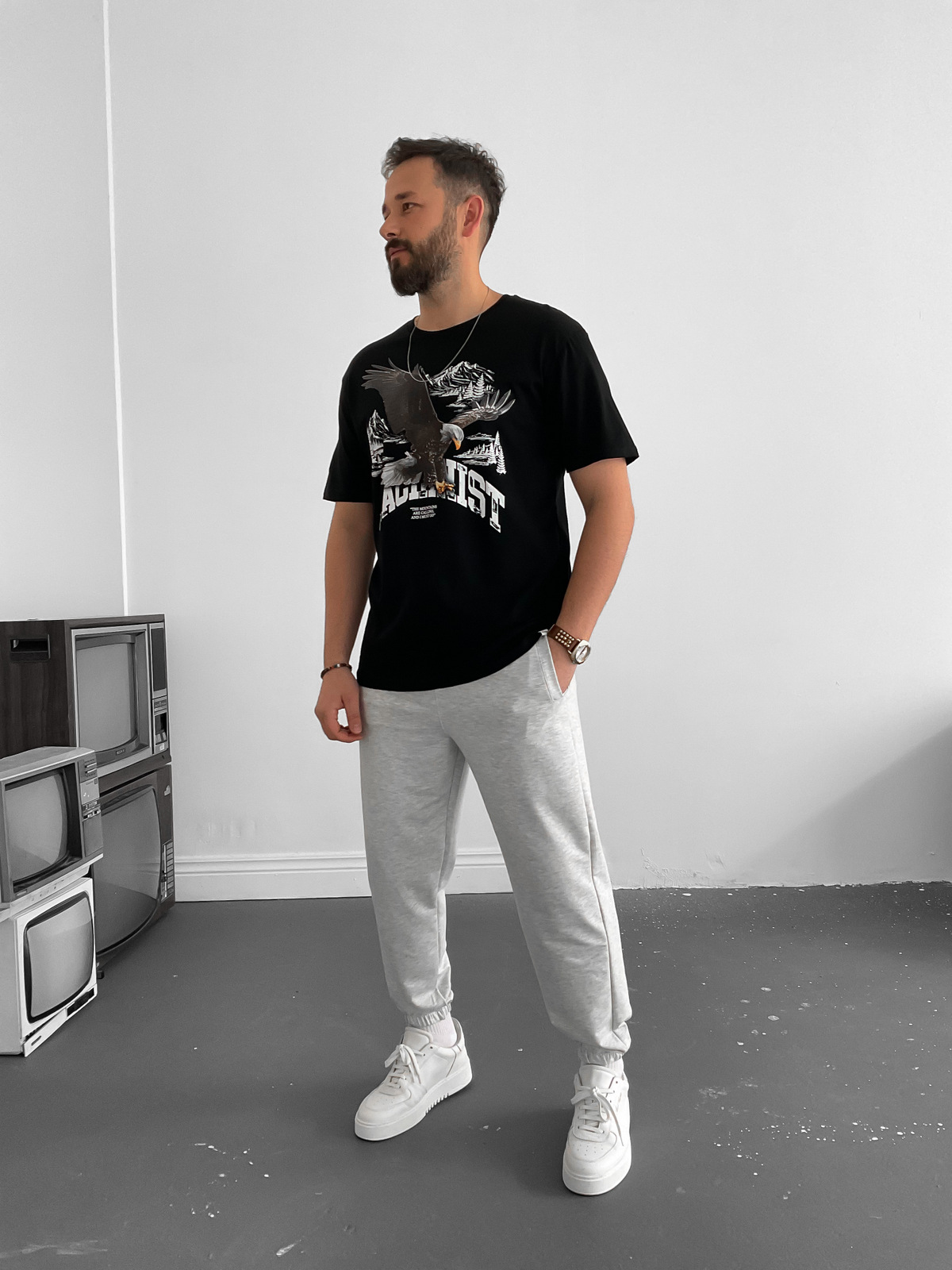 Siyah Eagle T-Shirt M-1588