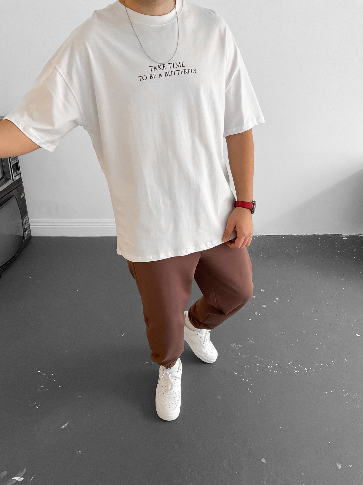 Beyaz Take Time Oversize T-Shirt M-1559