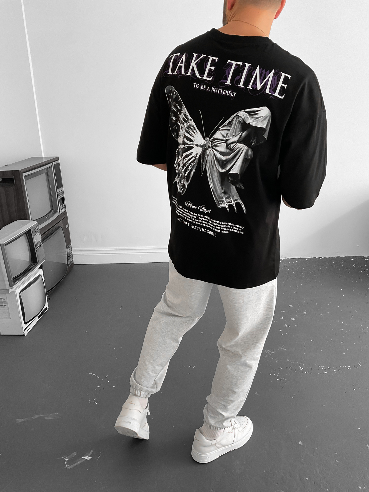 Siyah Take Time Oversize T-Shirt M-1559