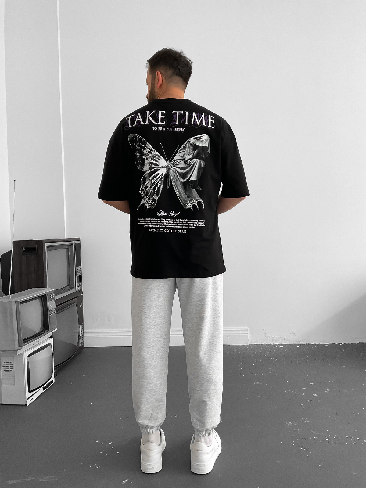 Siyah Take Time Oversize T-Shirt M-1559