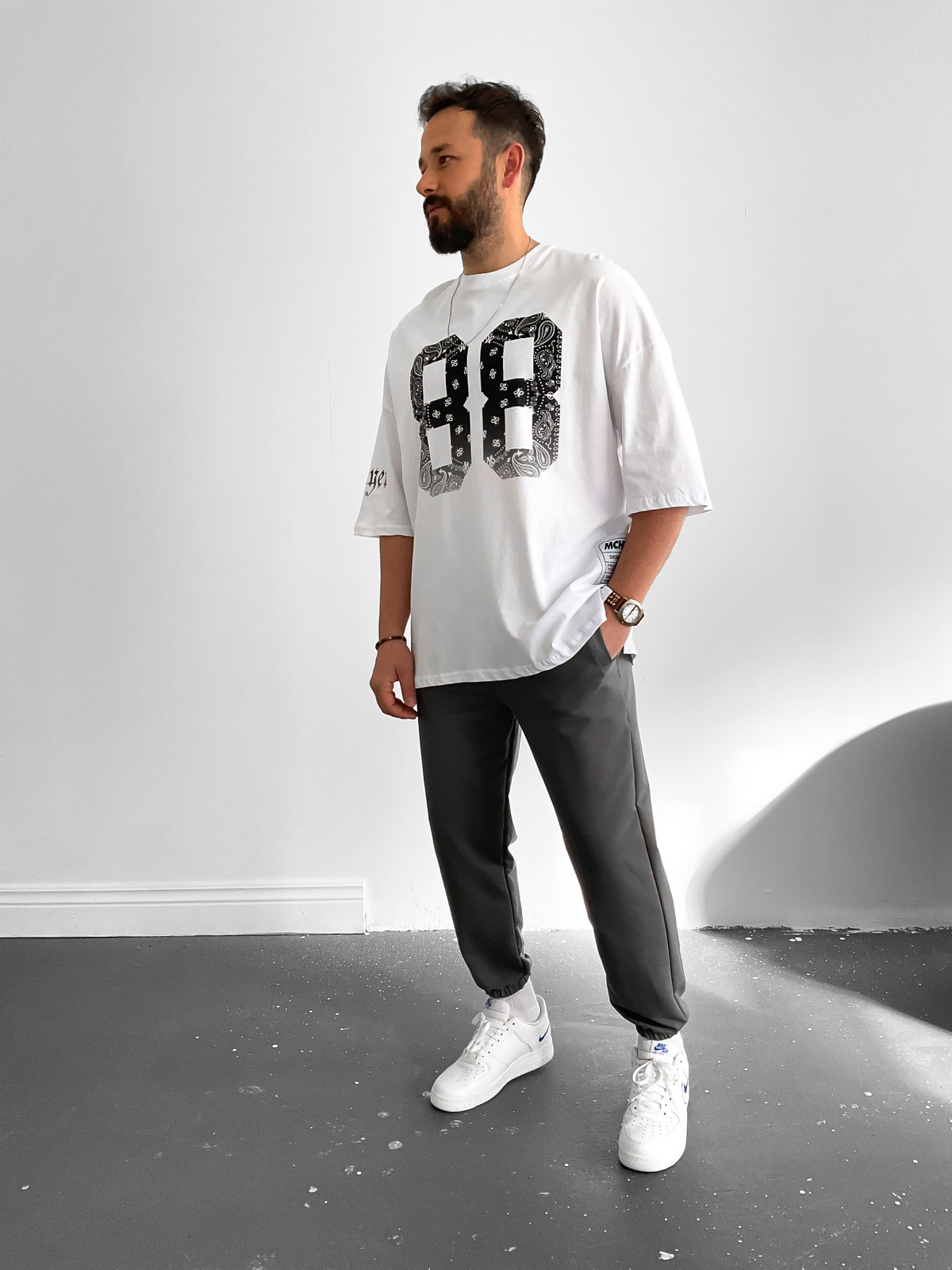 Beyaz Player 88 Oversize T-Shirt M-15898