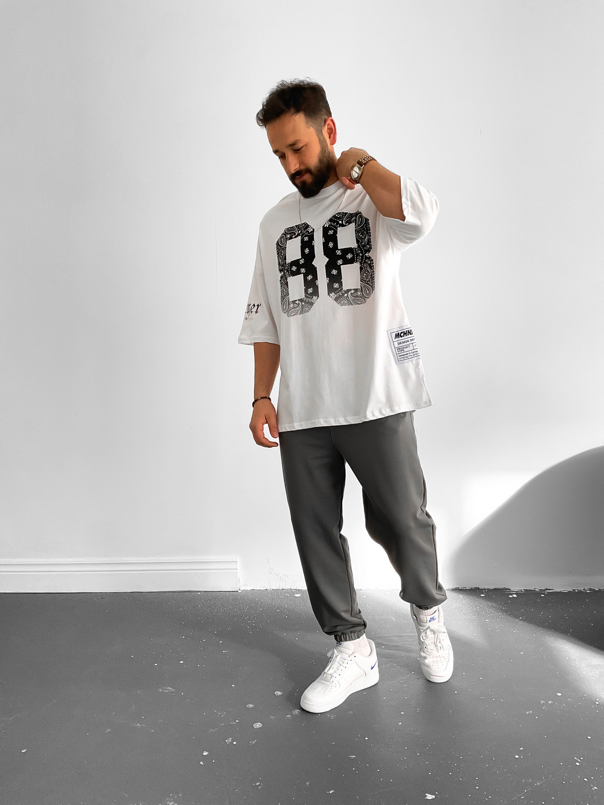 Beyaz Player 88 Oversize T-Shirt M-15898