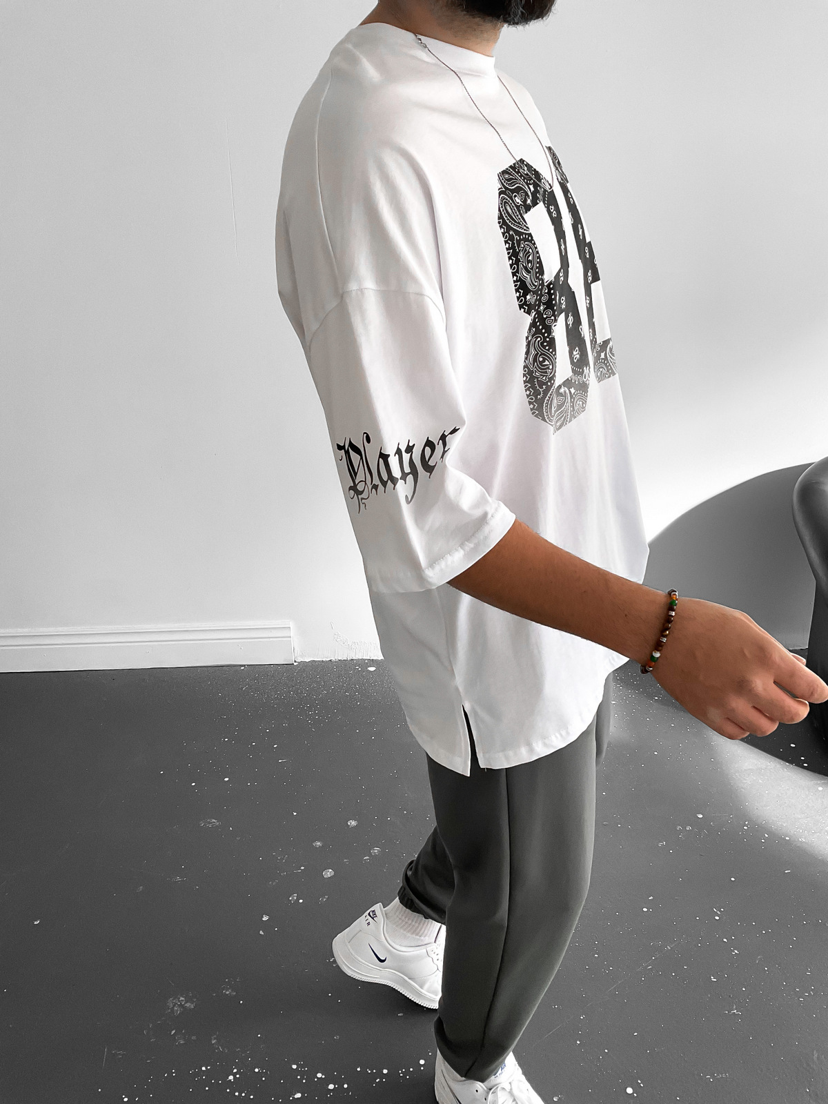 Beyaz Player 88 Oversize T-Shirt M-15898