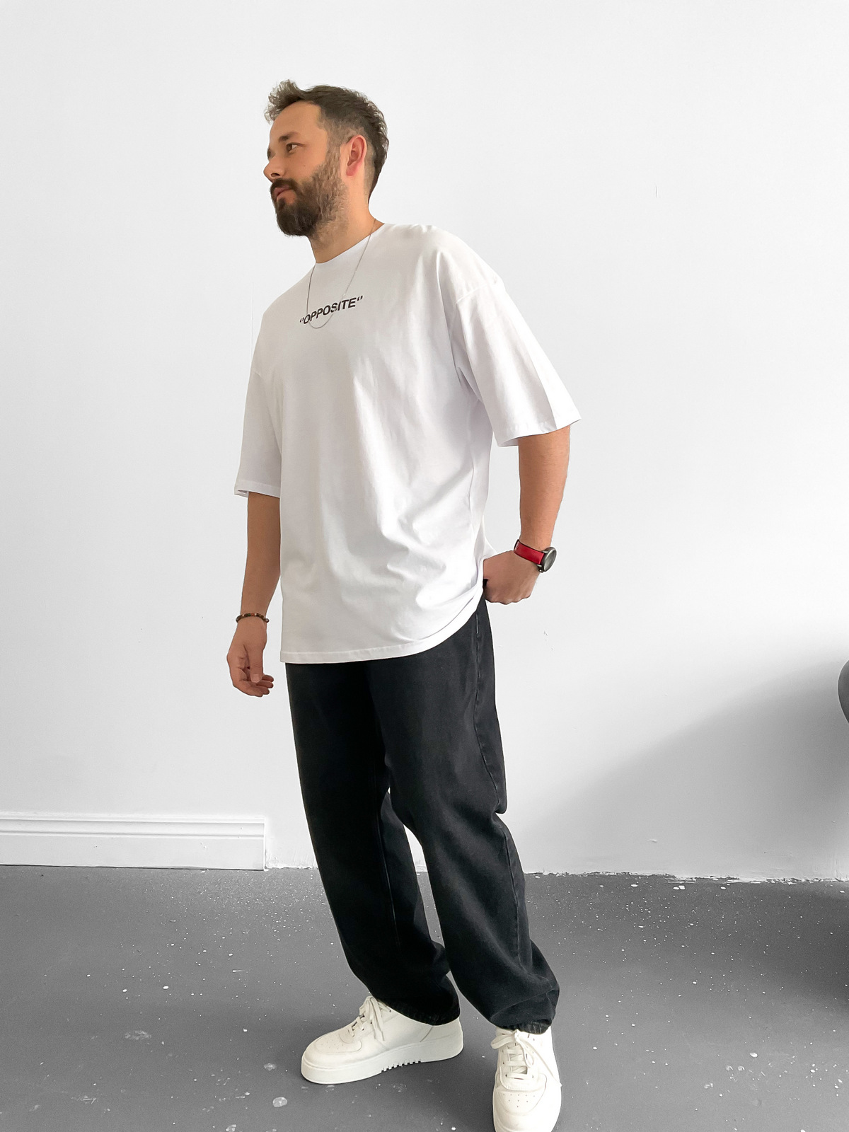 Beyaz Opposite T-Shirt B-1002