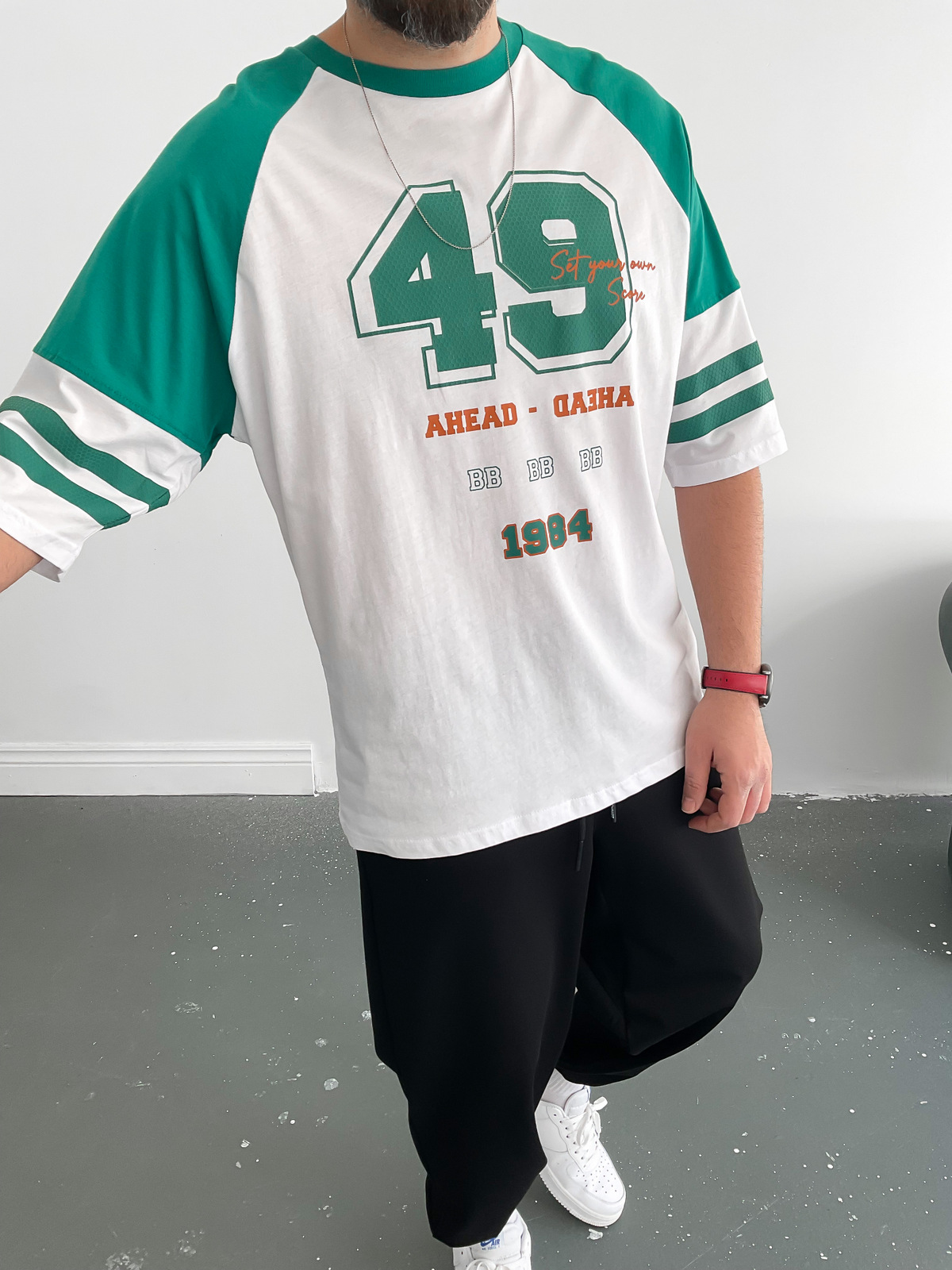 Beyaz 49 Baskılı T-Shirt B-1065