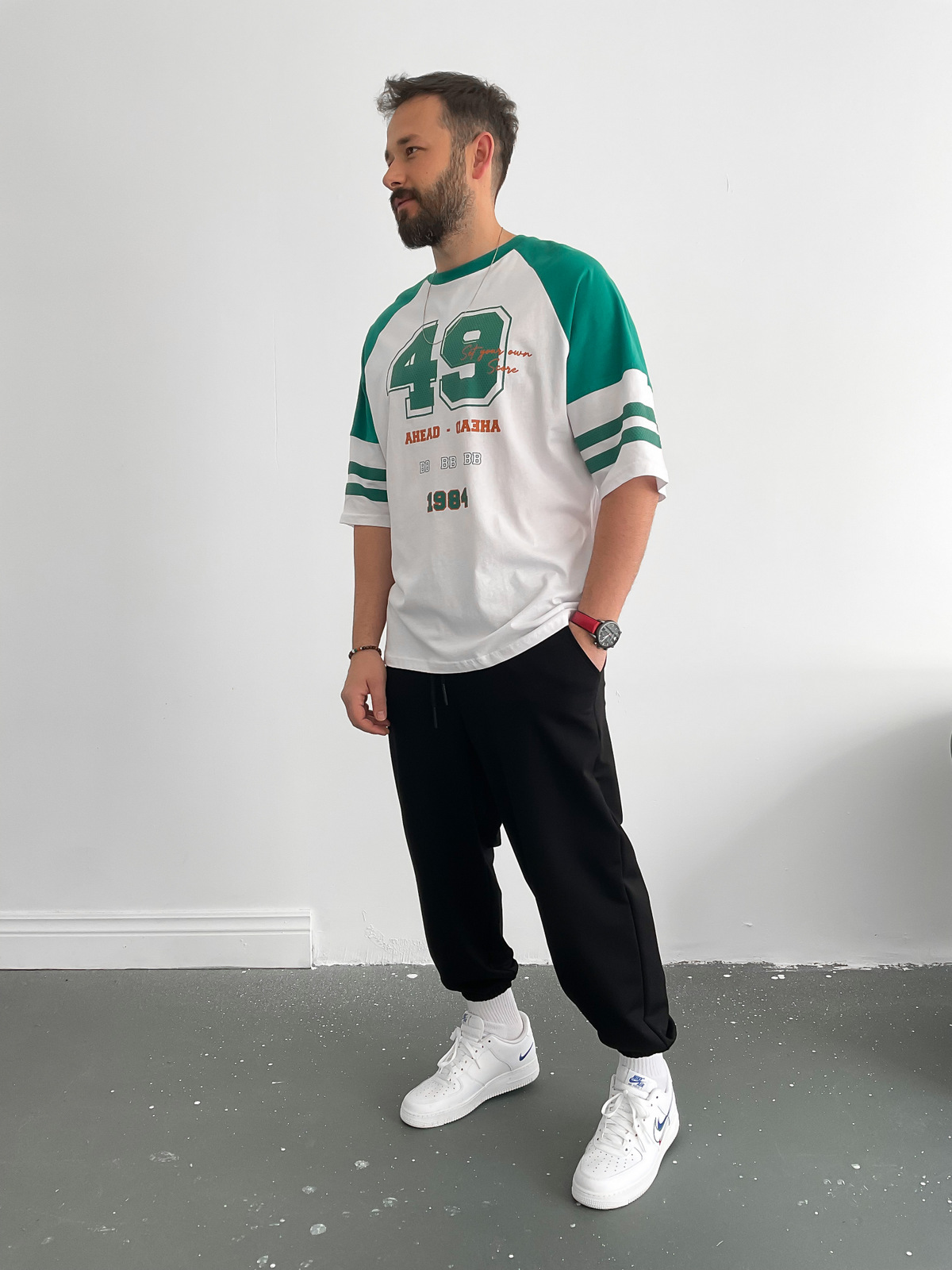 Beyaz 49 Baskılı T-Shirt B-1065