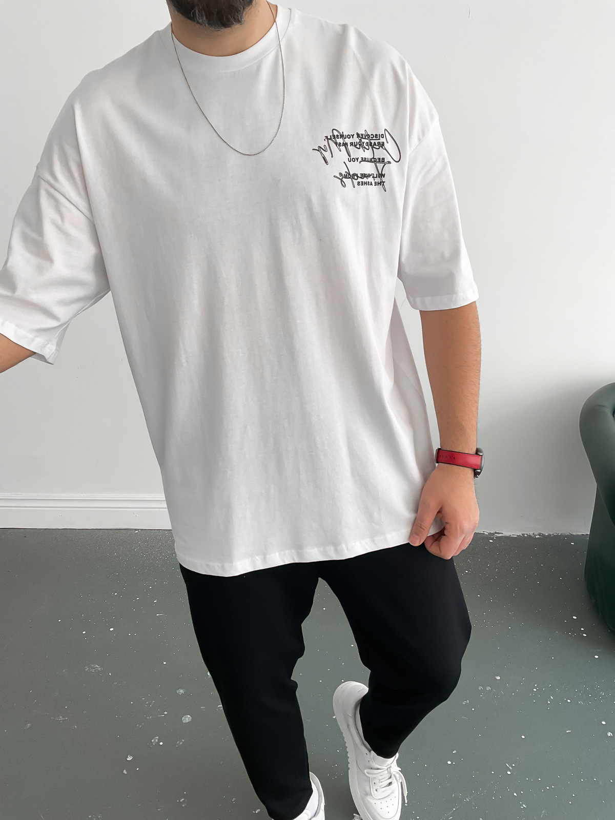 Beyaz My Touch Baskılı T-Shirt B-1037