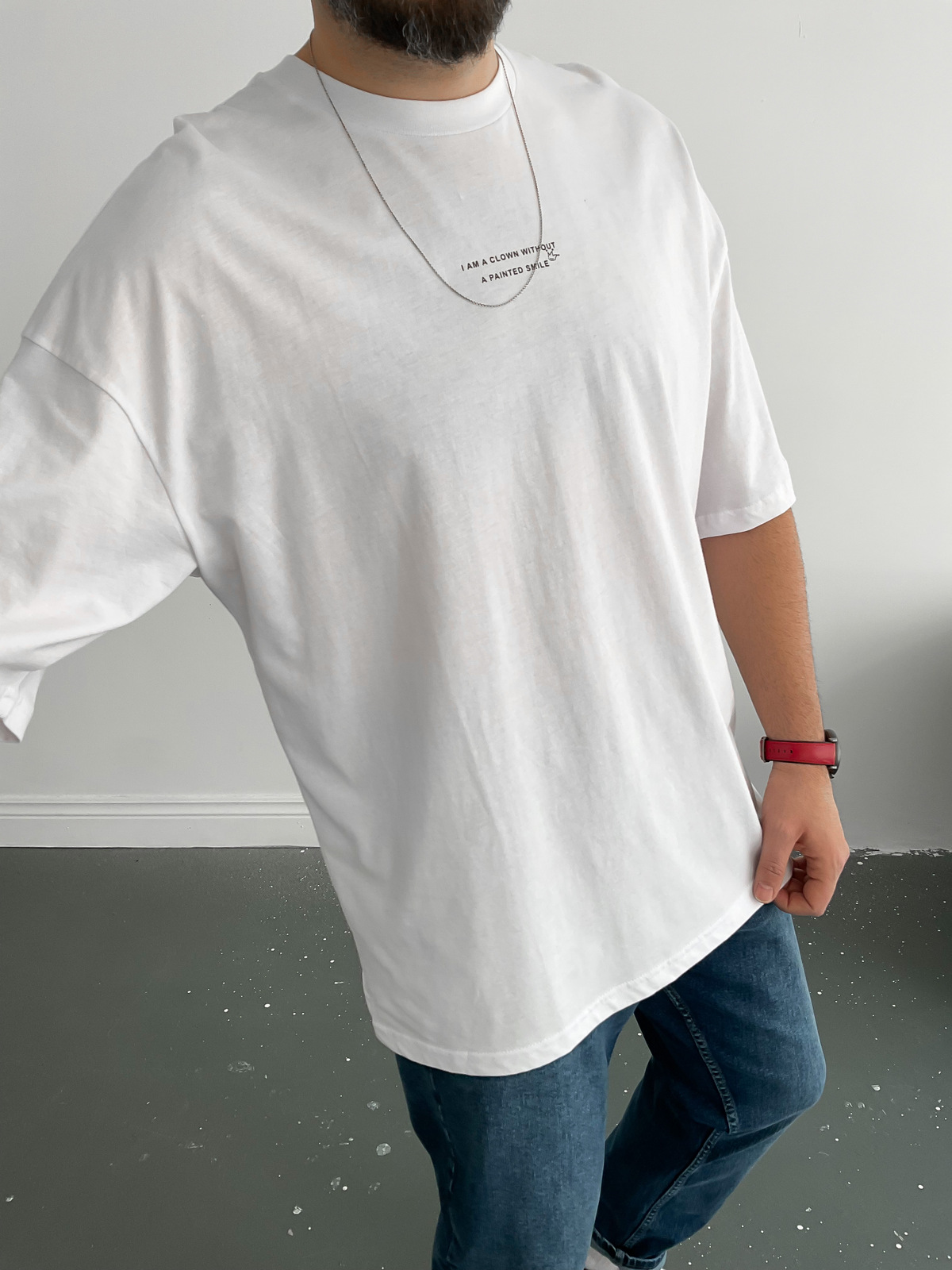 Beyaz Palyaço Baskılı T-Shirt B-1007
