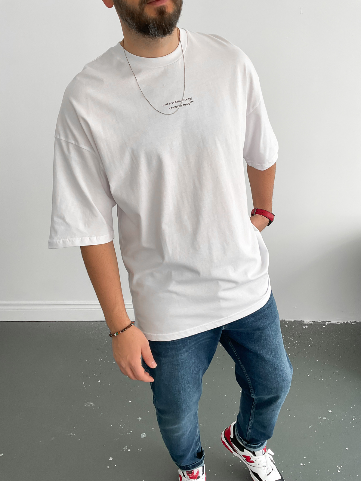 Beyaz Palyaço Baskılı T-Shirt B-1007
