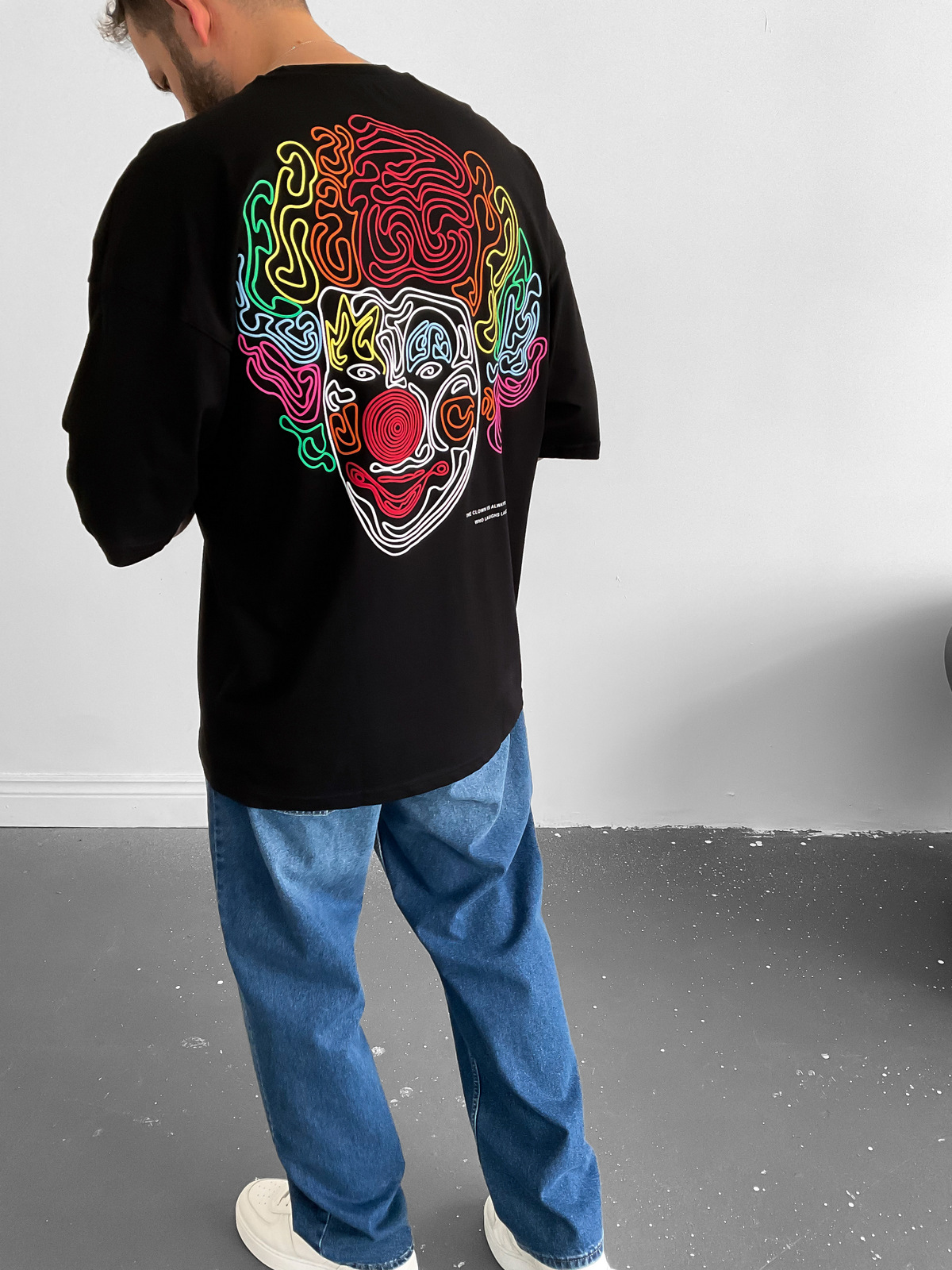 Siyah Palyaço Baskılı T-Shirt B-1007