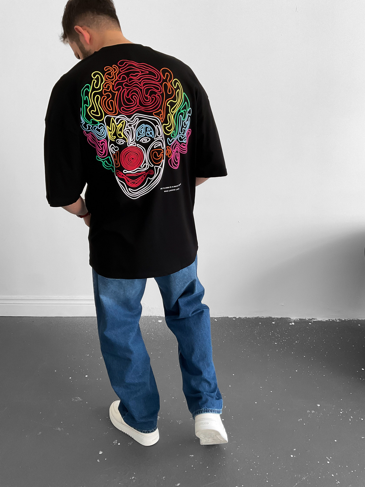 Siyah Palyaço Baskılı T-Shirt B-1007