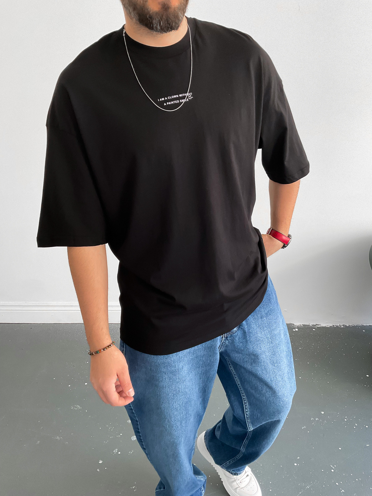 Siyah Palyaço Baskılı T-Shirt B-1007