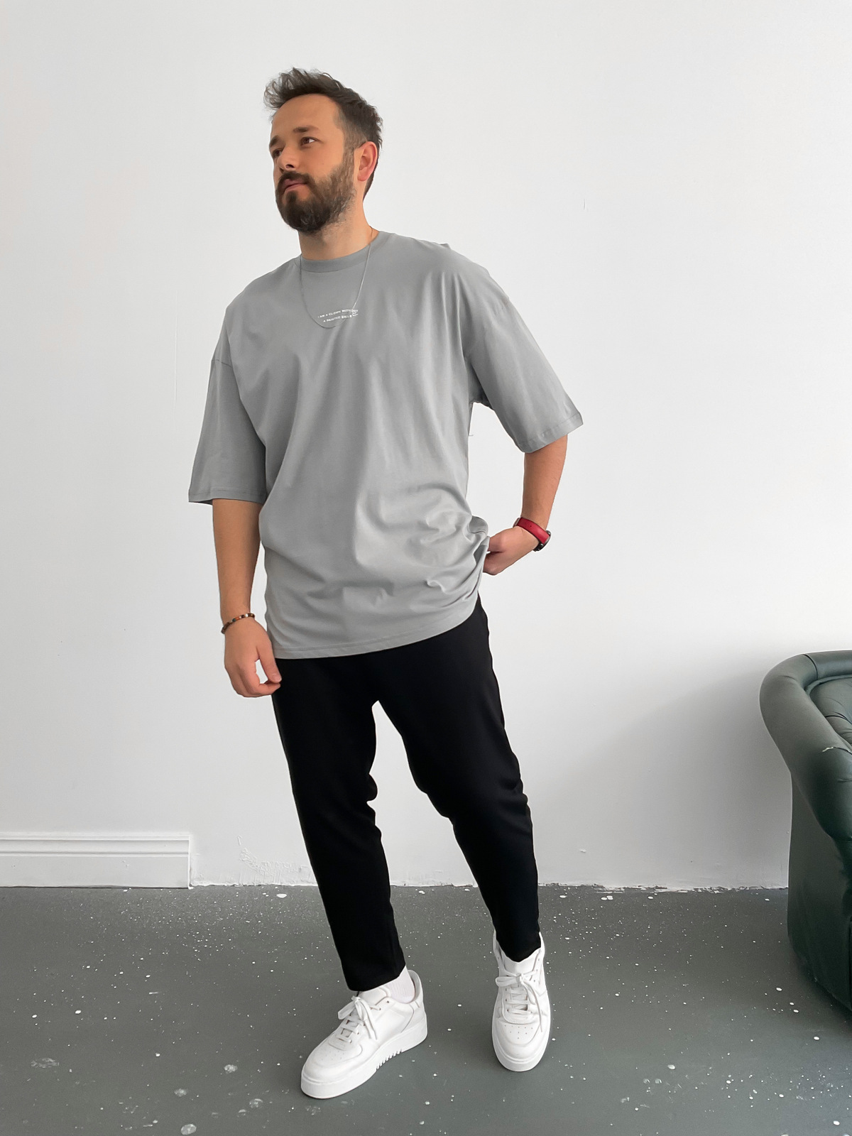Gri Palyaço Baskılı T-Shirt B-1007