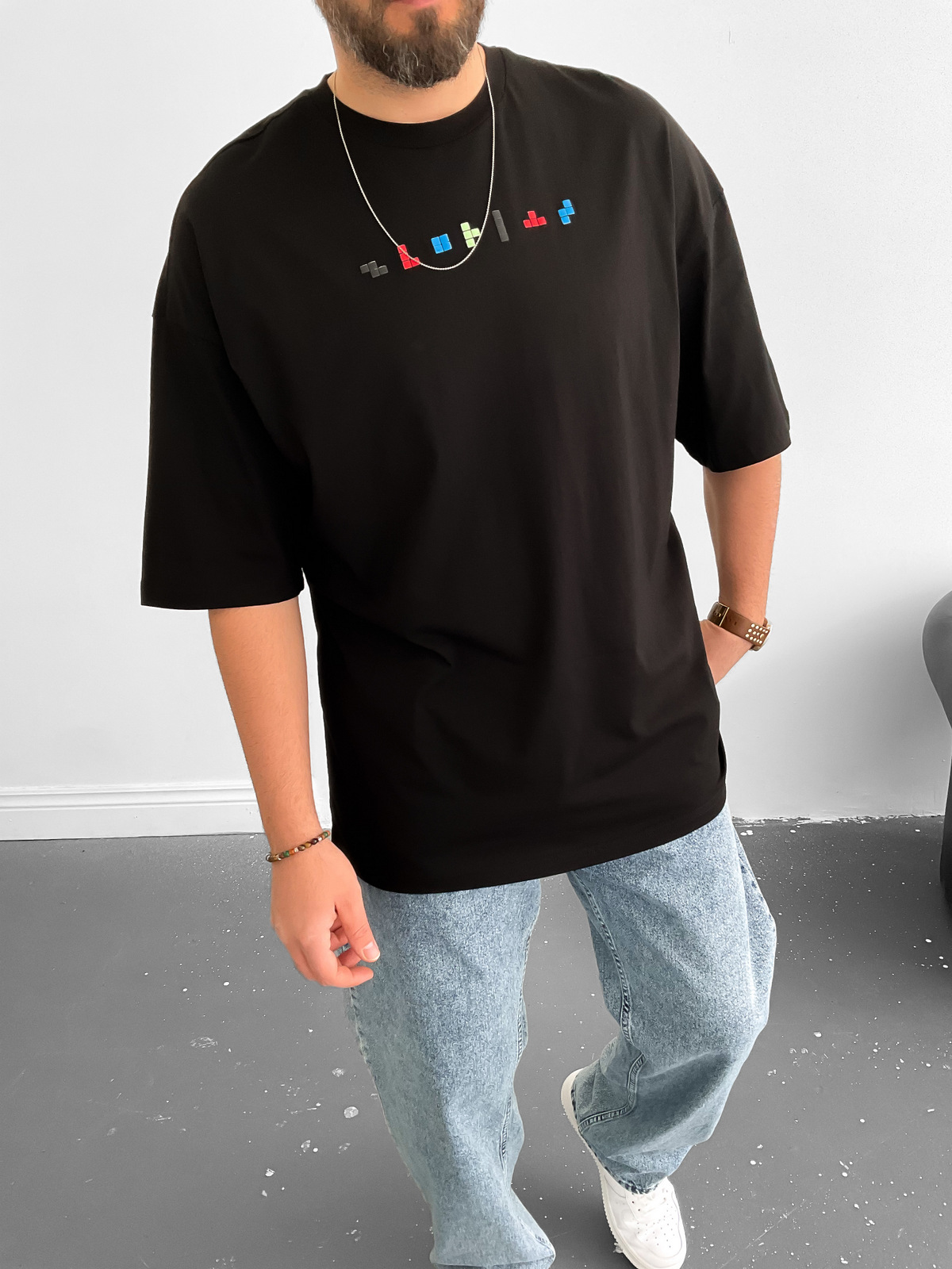Siyah Tetris T-Shirt B-1036