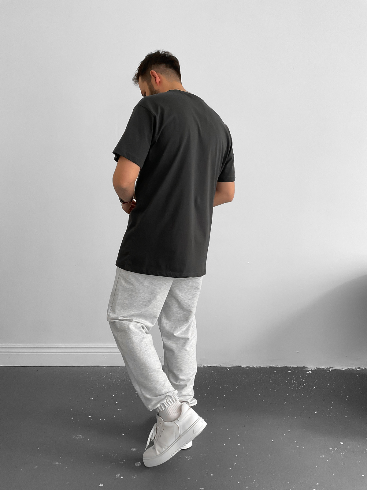 Antrasit Önü Cepli Basic T-Shirt C-683