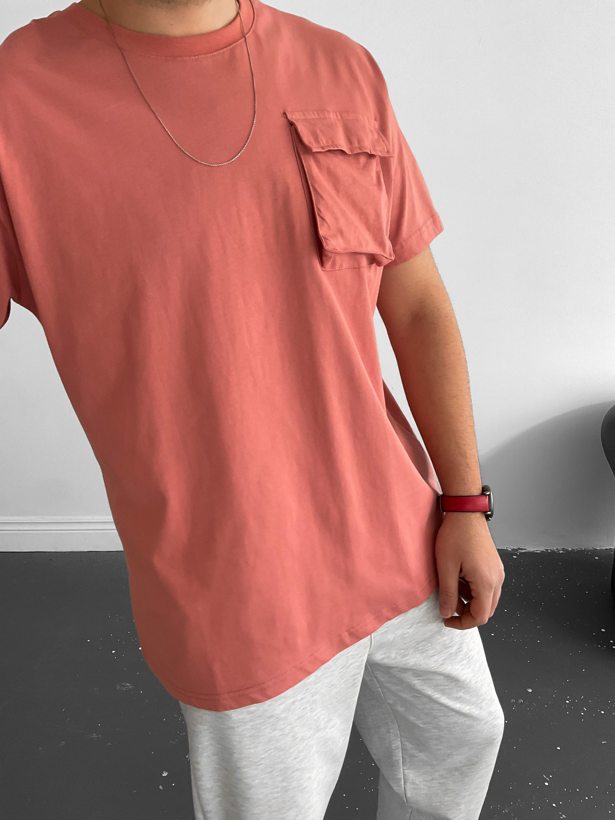 Kiremit Önü Cepli Basic T-Shirt C-683