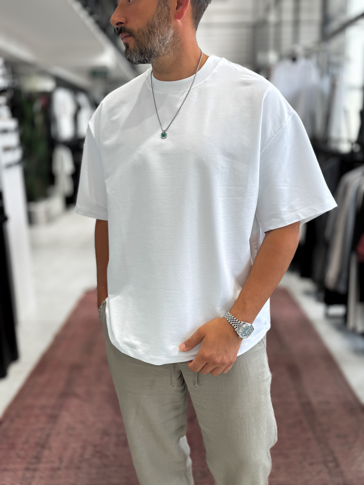 Beyaz İki İplik Basic T-Shirt BY-1208/363