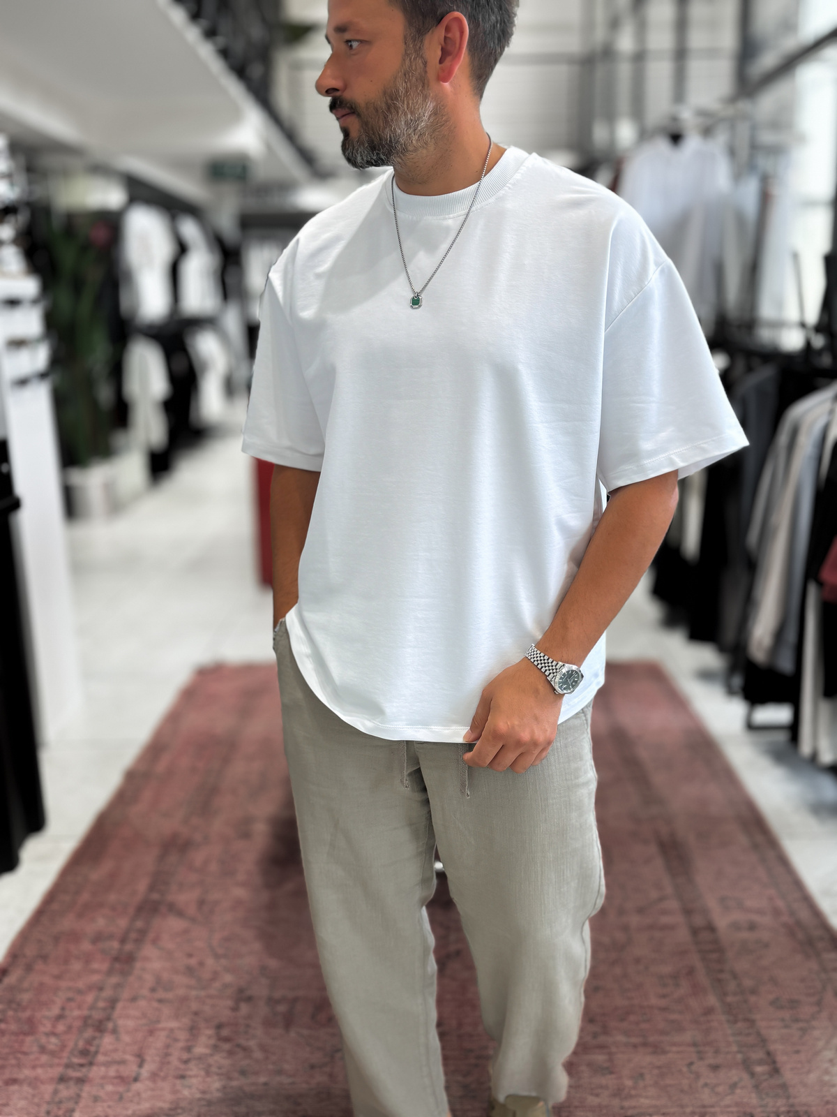 Beyaz İki İplik Basic T-Shirt BY-1208/363