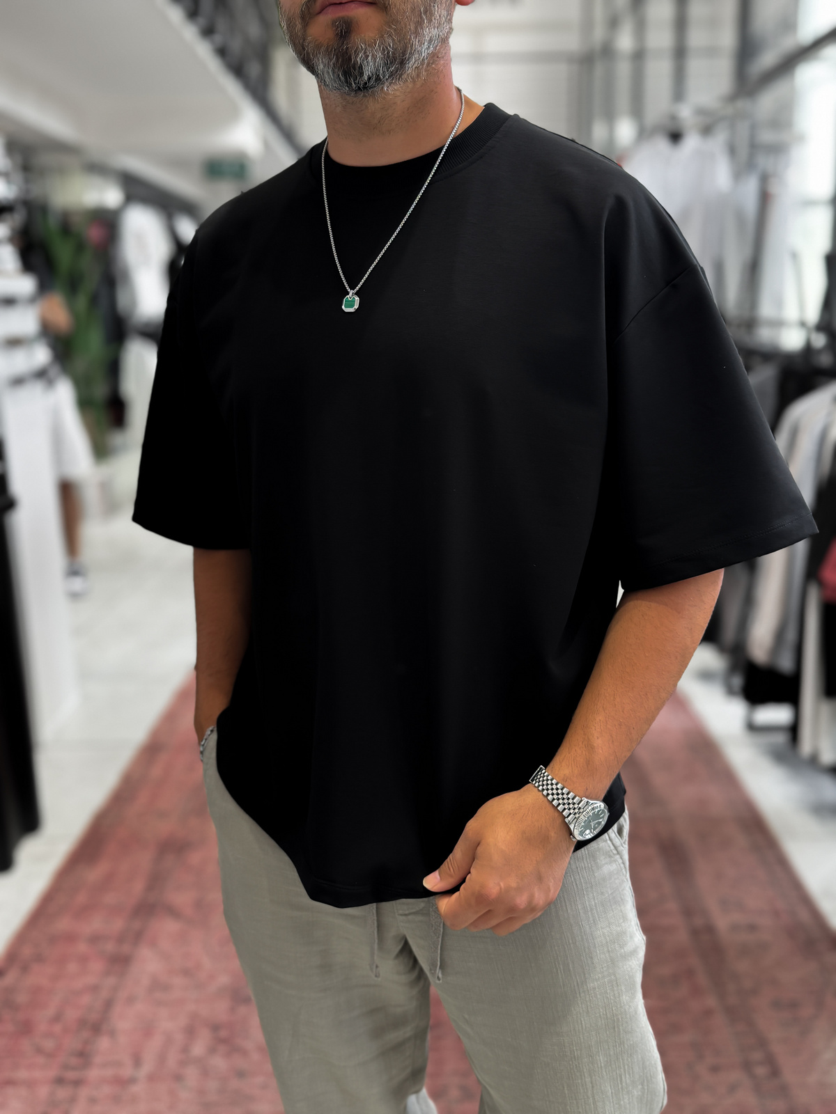 Siyah İki İplik Basic T-Shirt BY-1208/363