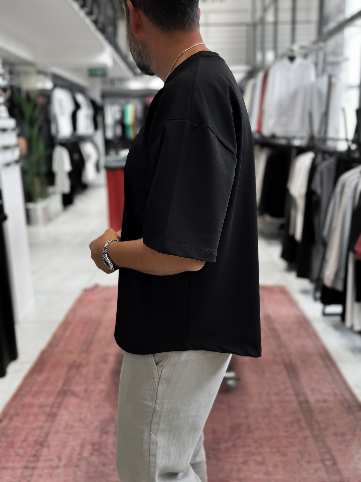 Siyah İki İplik Basic T-Shirt BY-1208/363