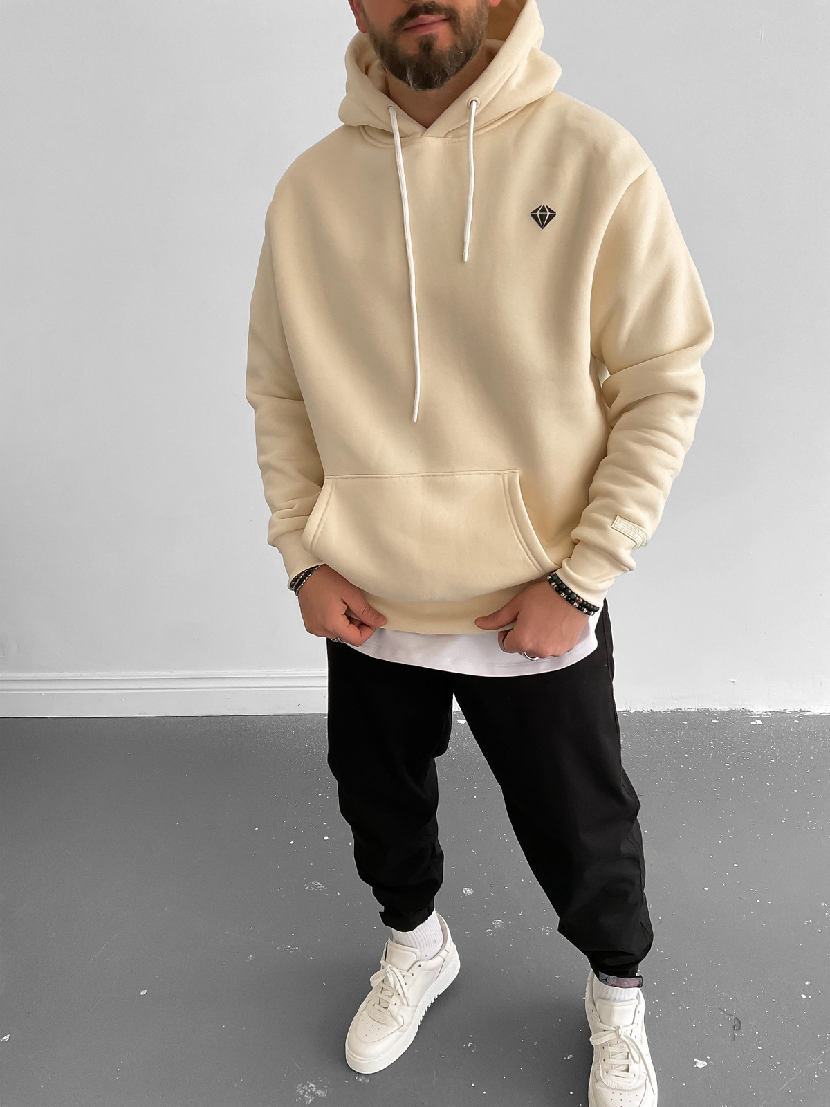 Krem Live Kapüşonlu Sweat C-343