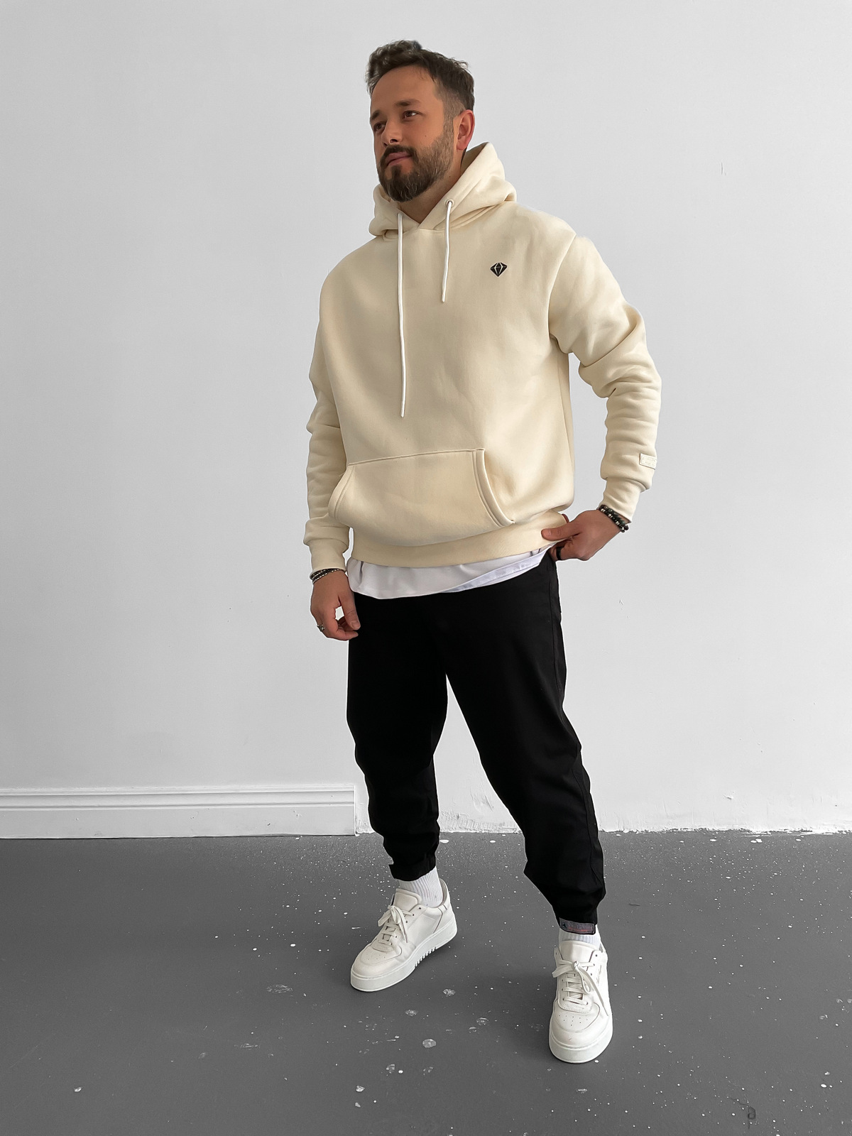 Krem Live Kapüşonlu Sweat C-343