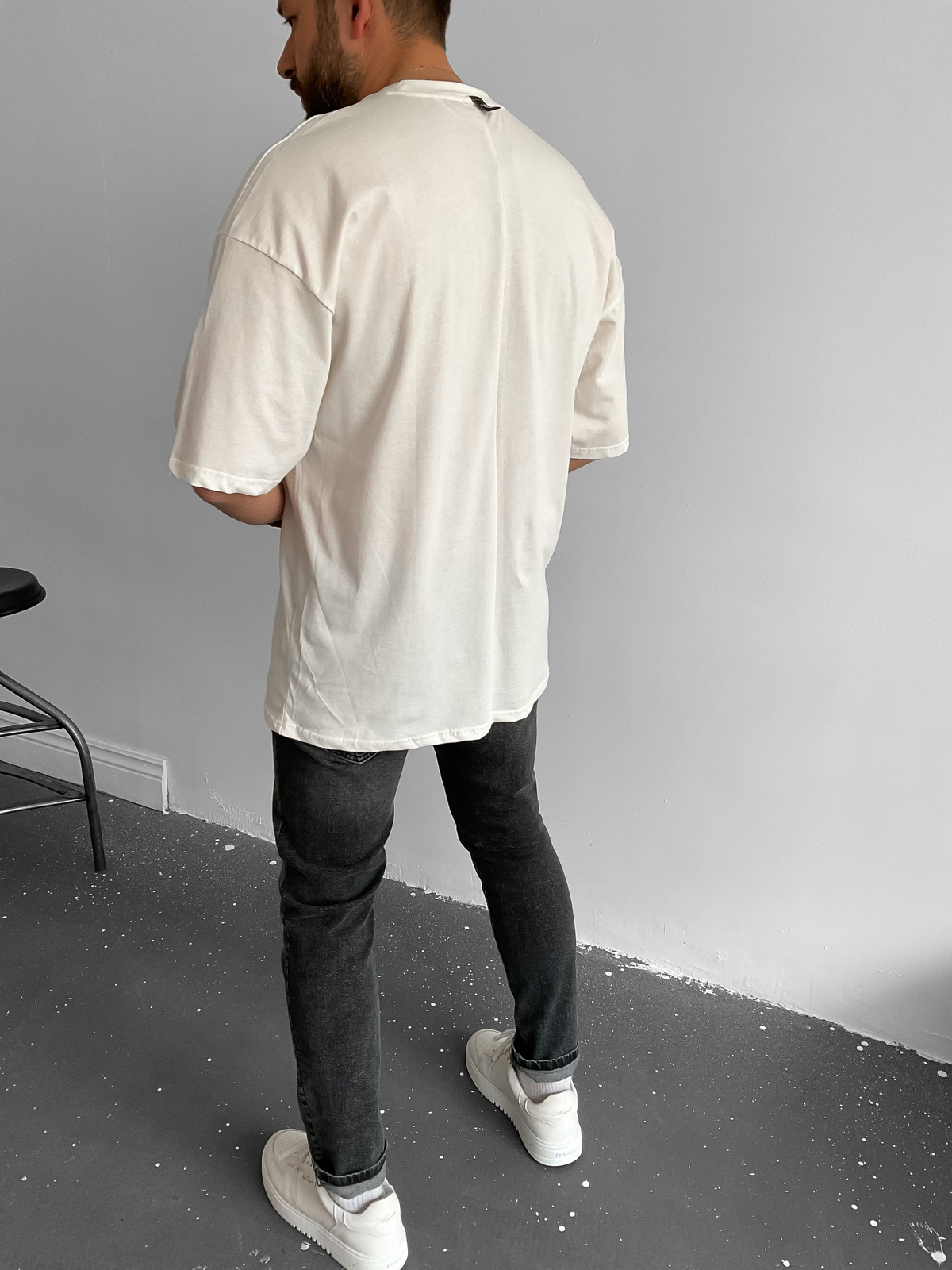 Beyaz Bubble Baskılı T-Shirt B-1144