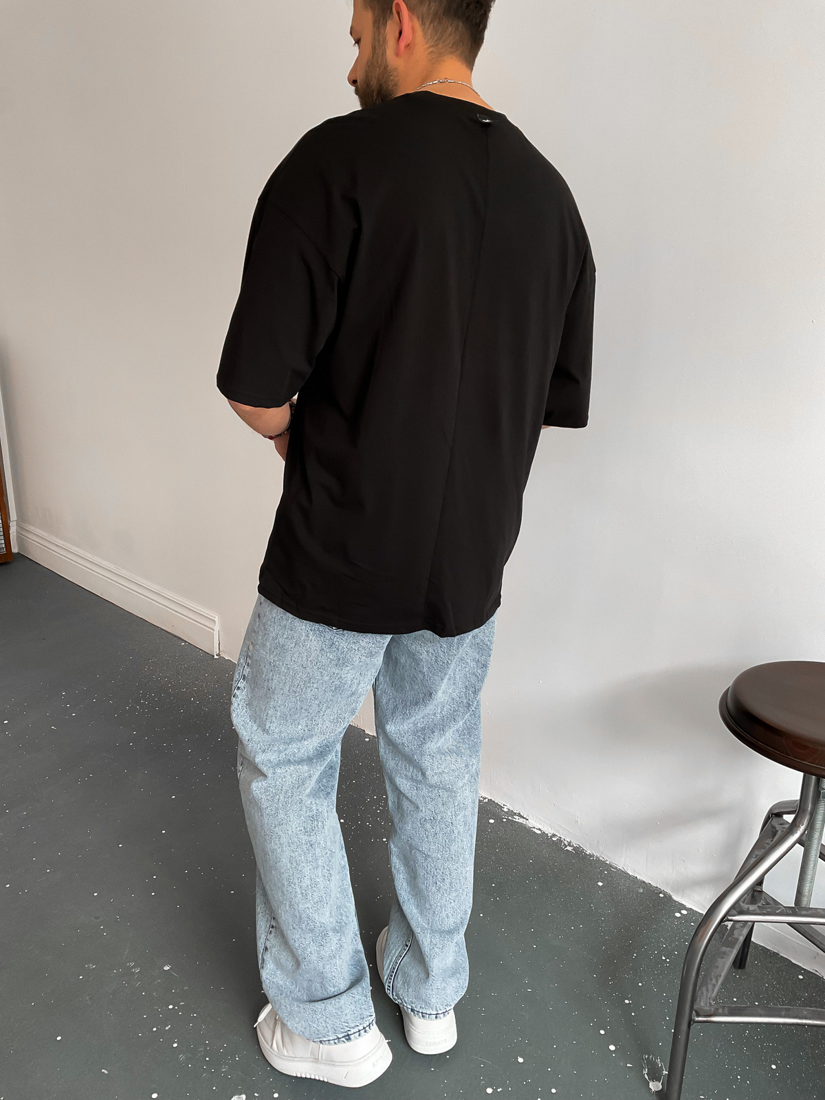 Siyah Bubble Baskılı T-Shirt B-1144