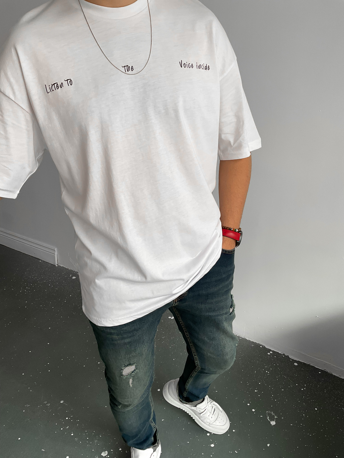 Beyaz Mantar Baskılı T-Shirt B-1041