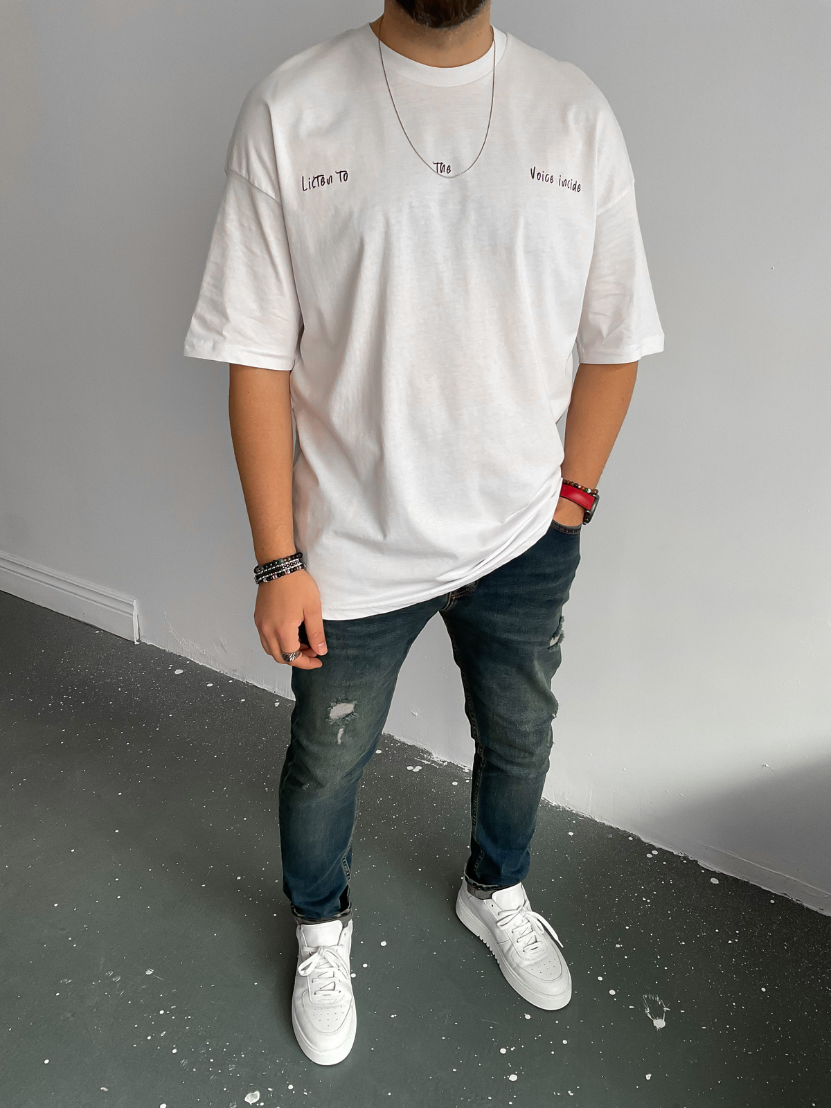 Beyaz Mantar Baskılı T-Shirt B-1041