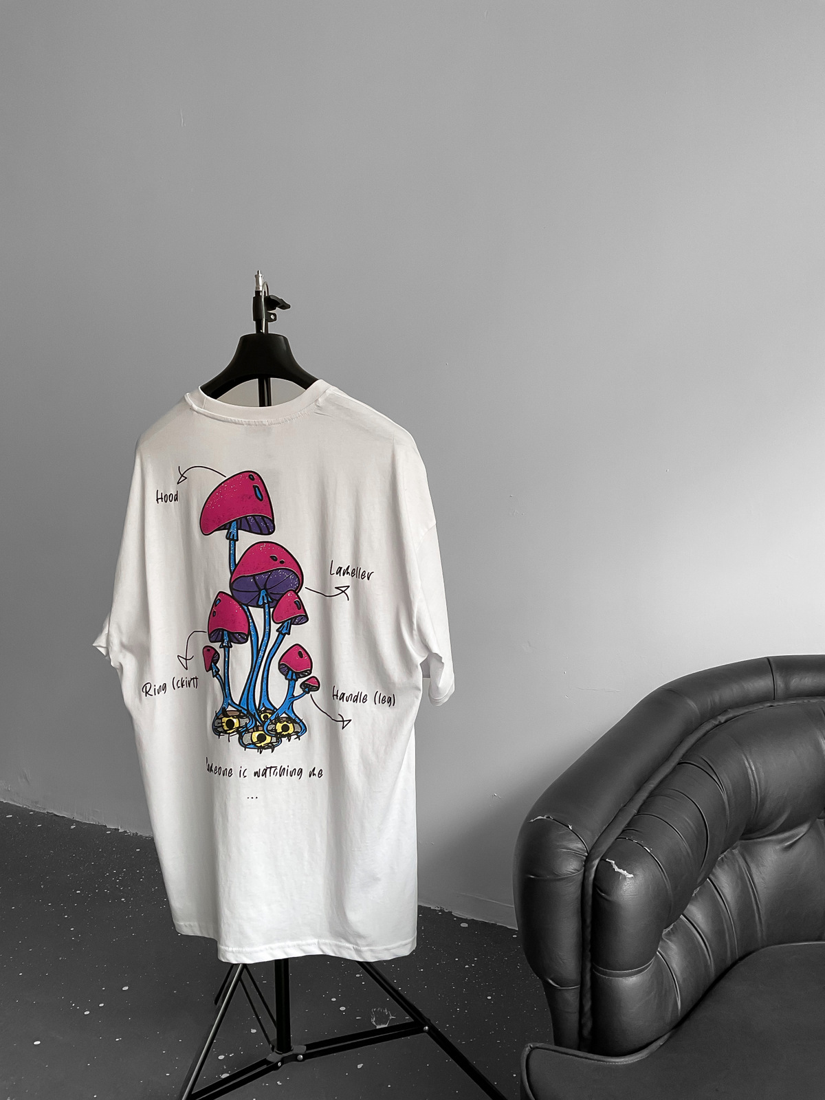 Beyaz Mantar Baskılı T-Shirt B-1041