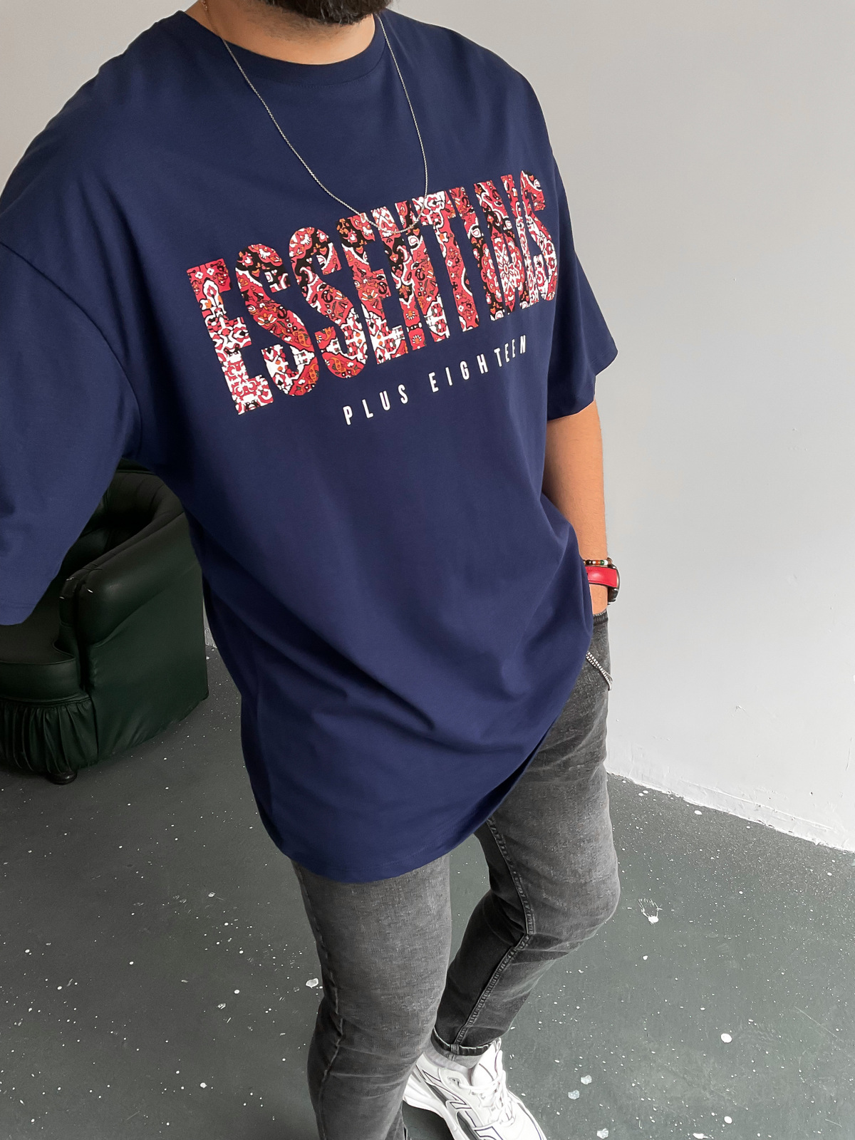 Lacivert Essentials Baskılı T-Shirt ET-0003