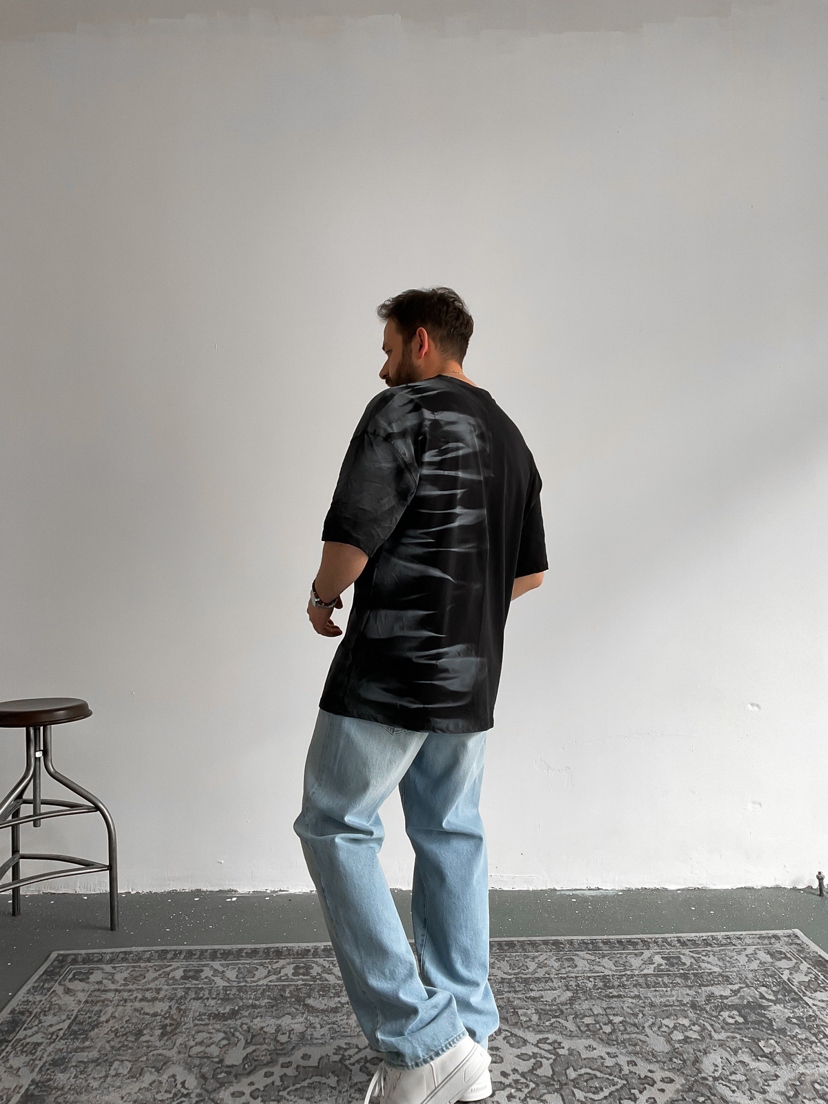 Siyah Shadow Baskılı T-Shirt M-1578