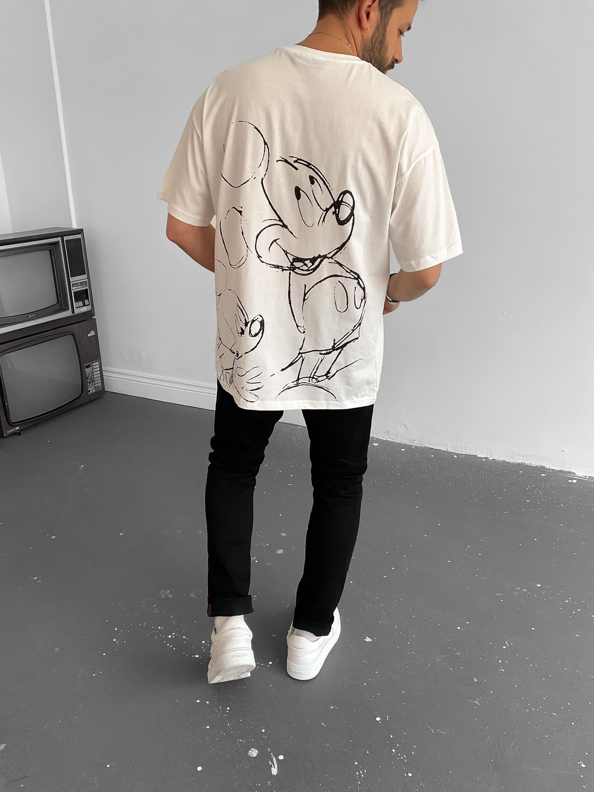 Beyaz Mickey Baskılı T-Shirt JJ-119