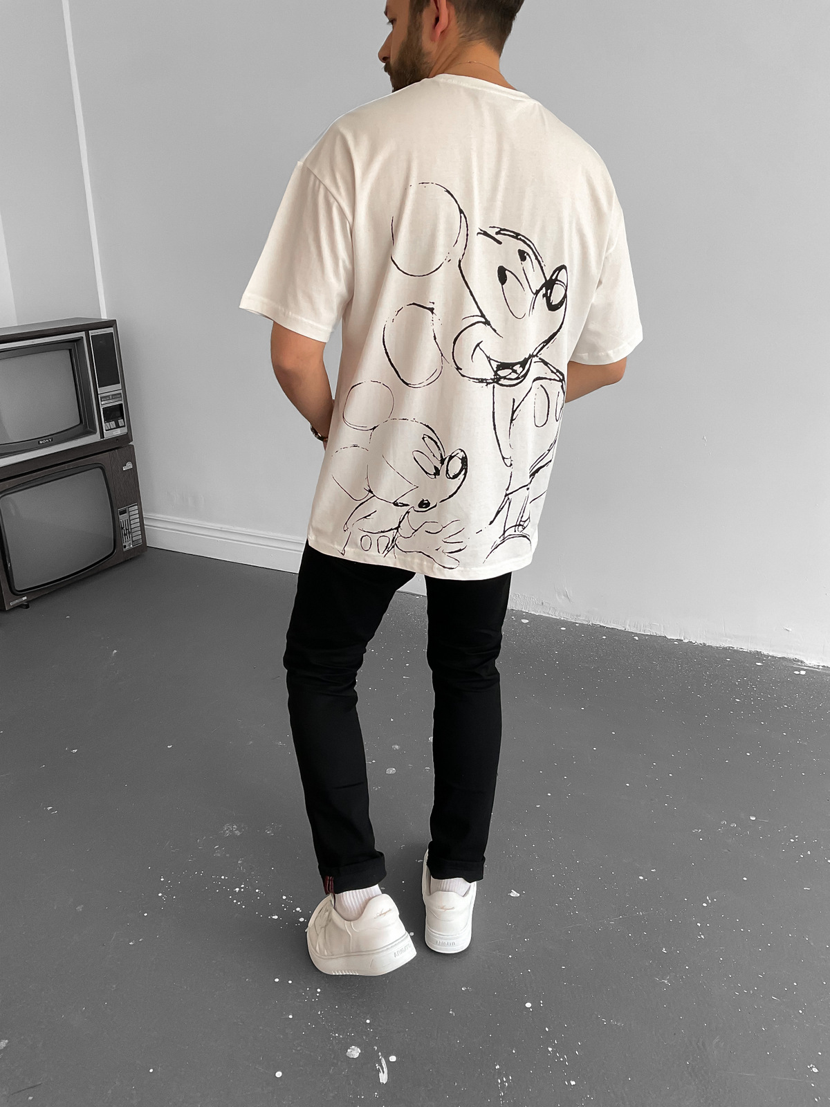 Beyaz Mickey Baskılı T-Shirt JJ-119