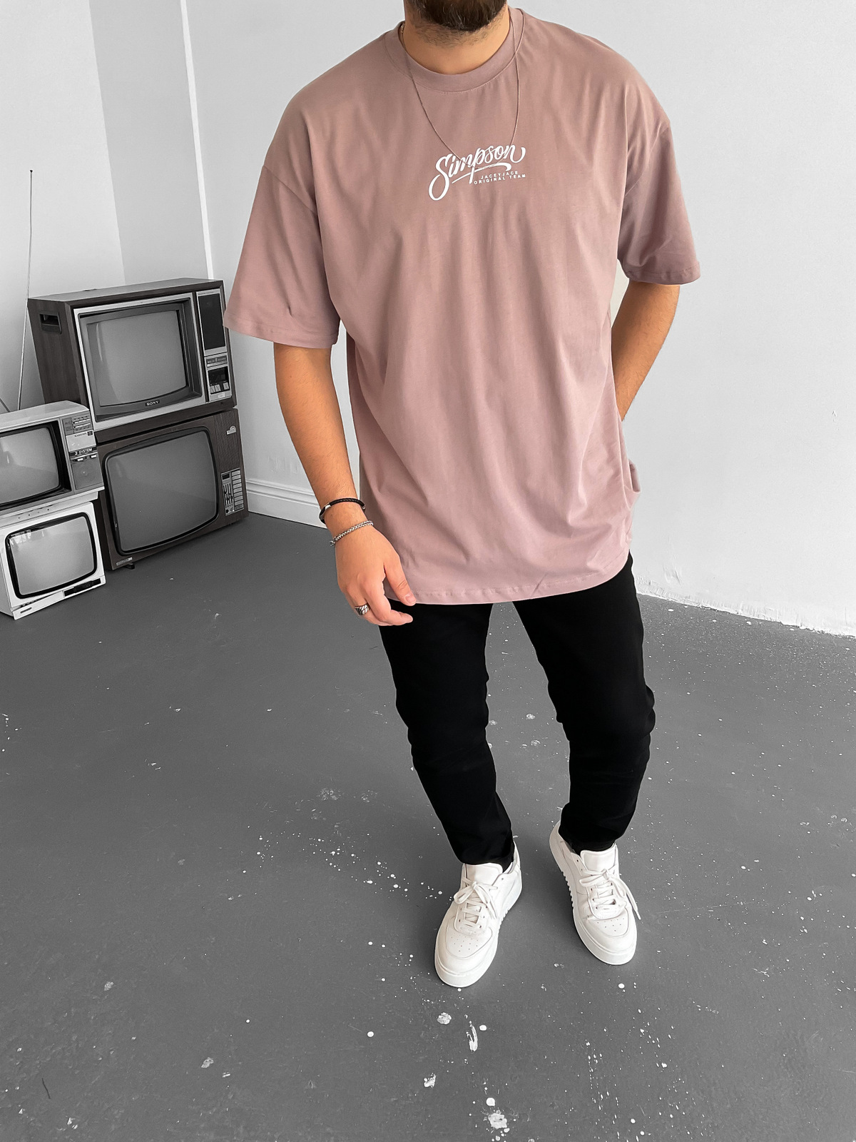 Pudra Simpson Baskılı T-Shirt JJ-149