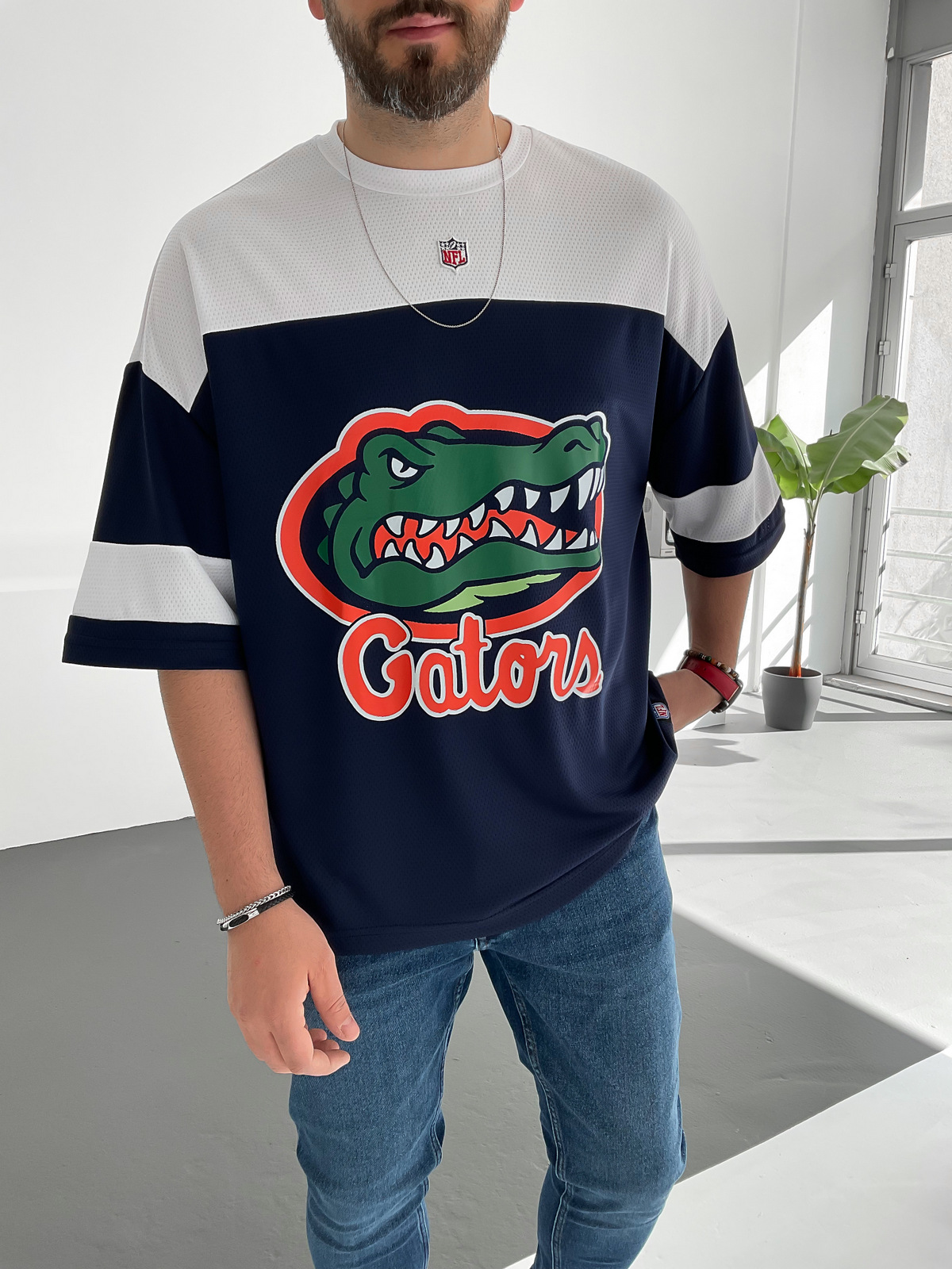 Lacivert Beyaz Florida Baskılı Forma PM-007