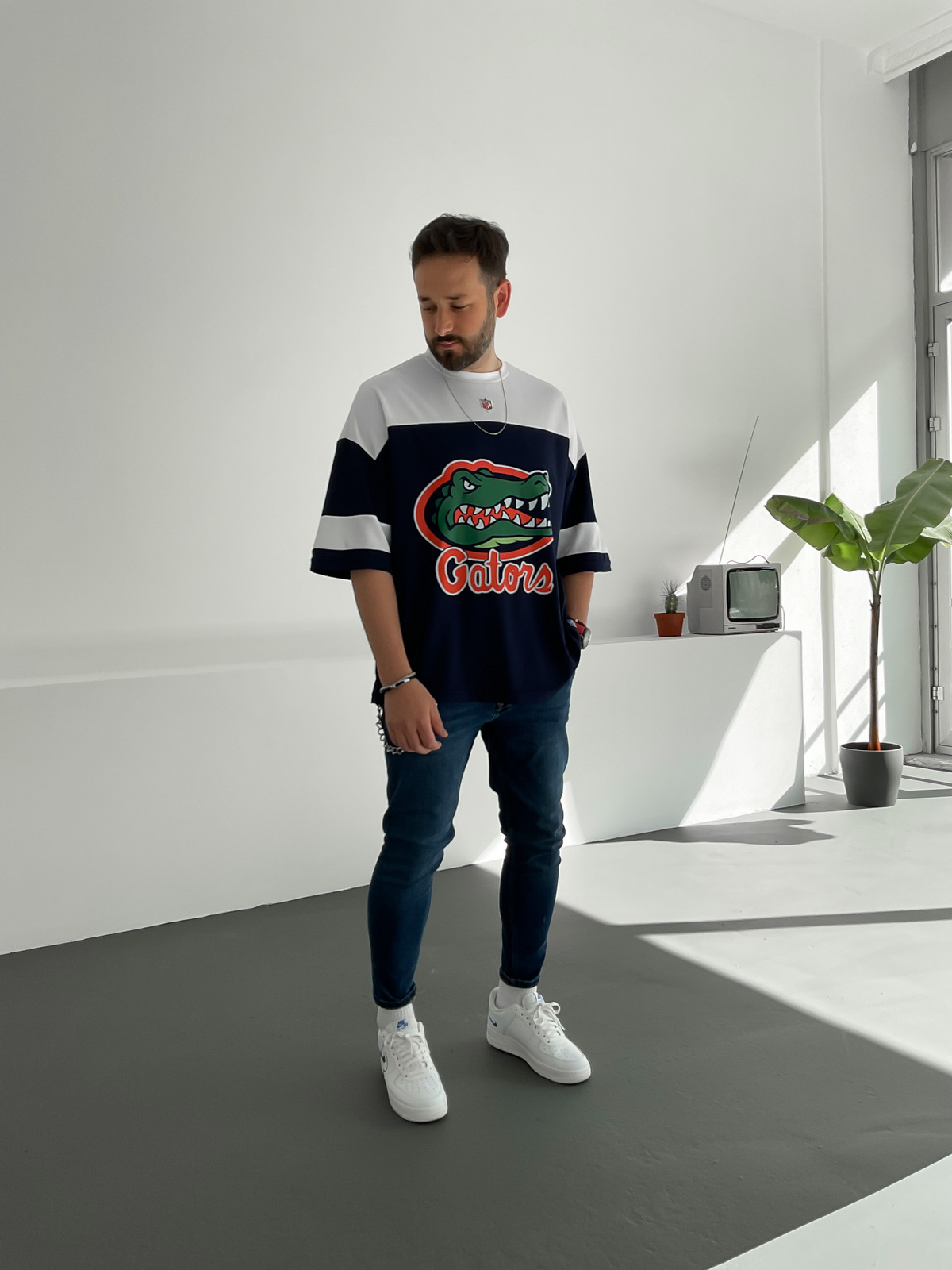 Lacivert Beyaz Florida Baskılı Forma PM-007