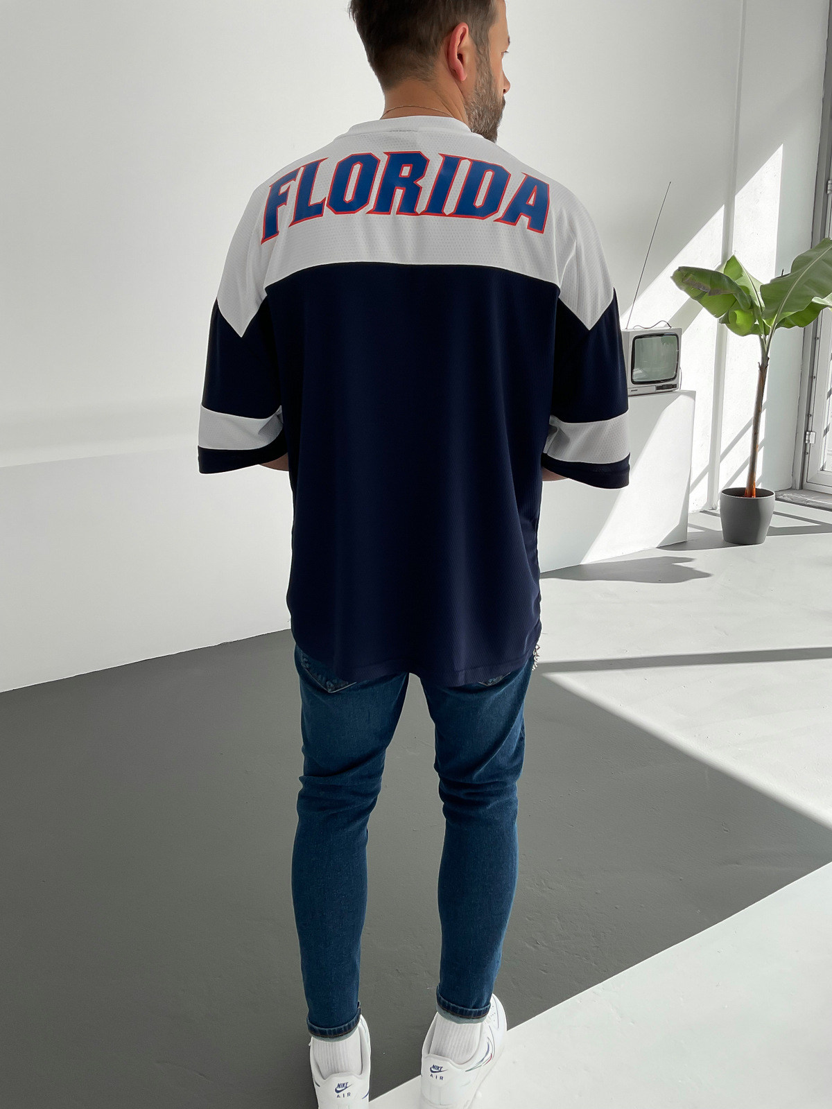 Lacivert Beyaz Florida Baskılı Forma PM-007