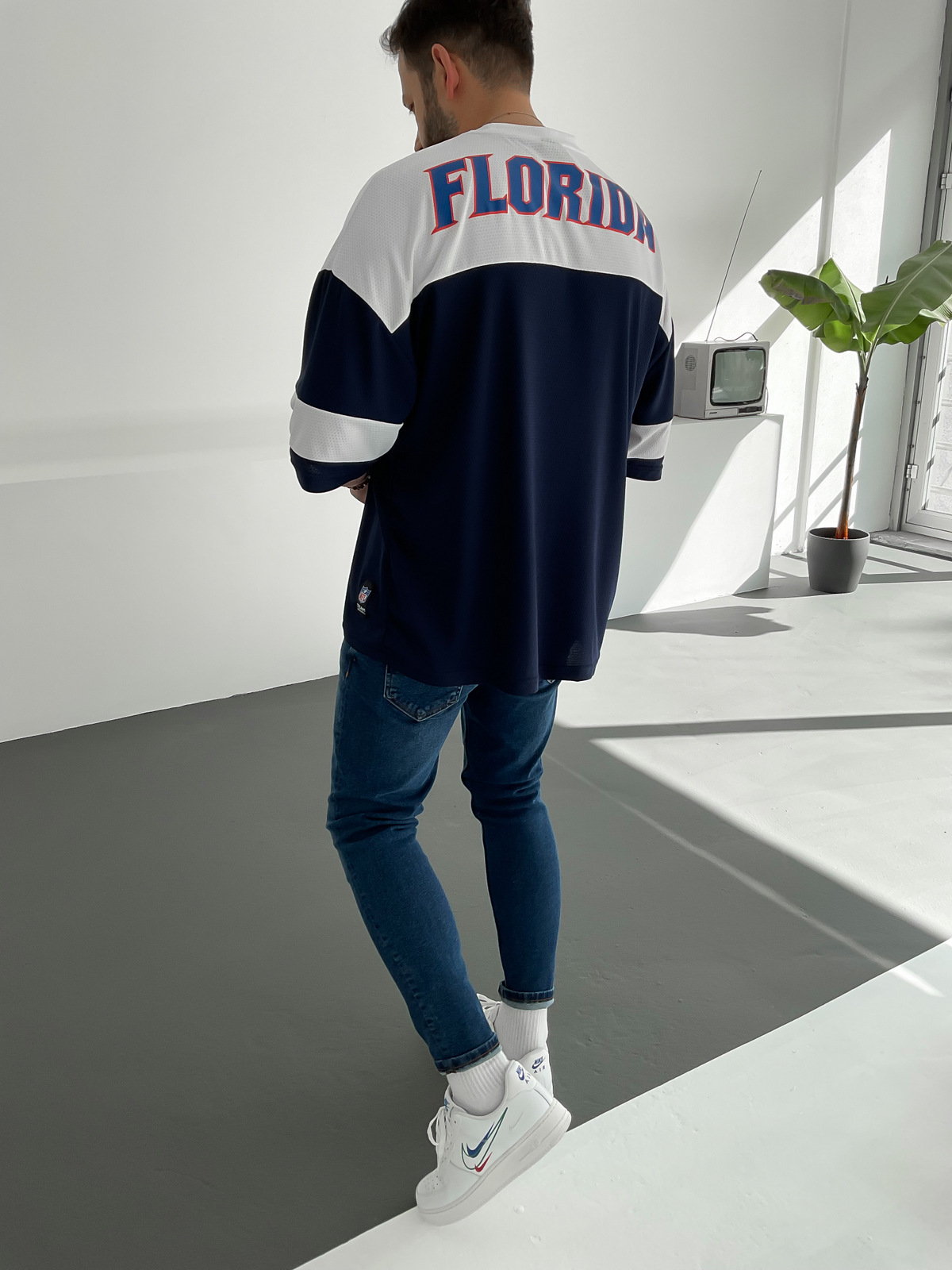 Lacivert Beyaz Florida Baskılı Forma PM-007