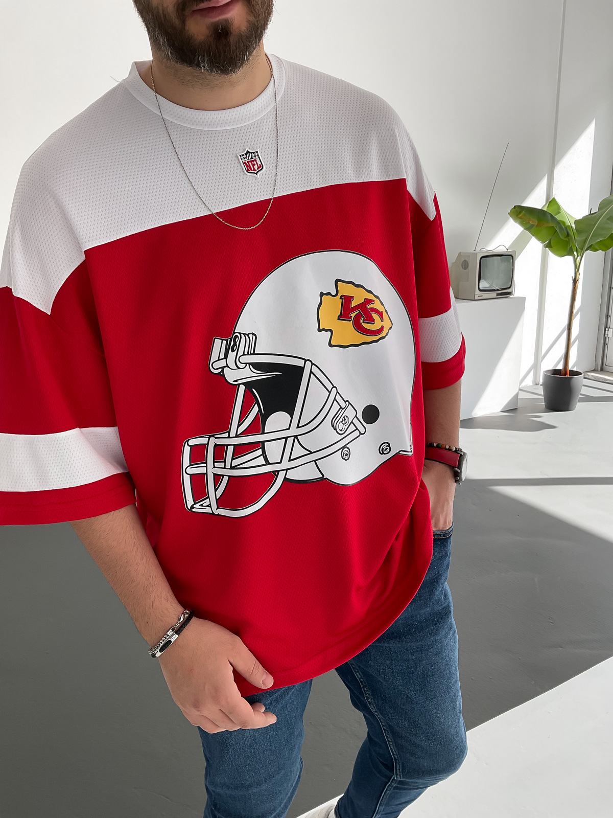Kırmızı Beyaz Chiefs Baskılı Forma PM-009